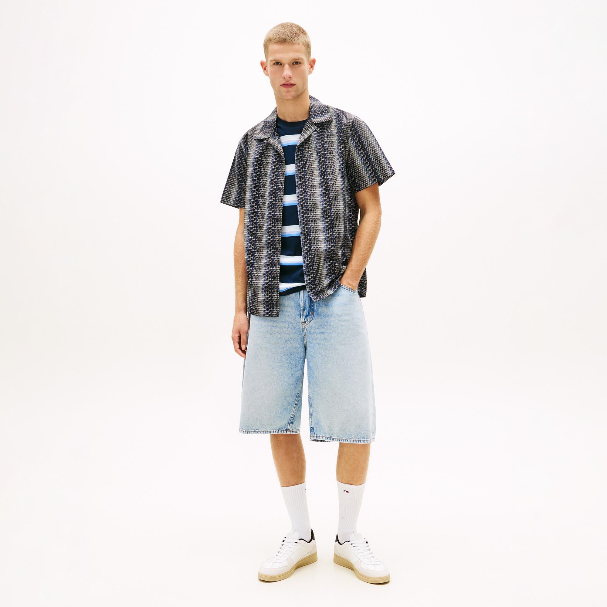 Tommy Hilfiger Regular Aop Camp Erkek Siyah Gömlek