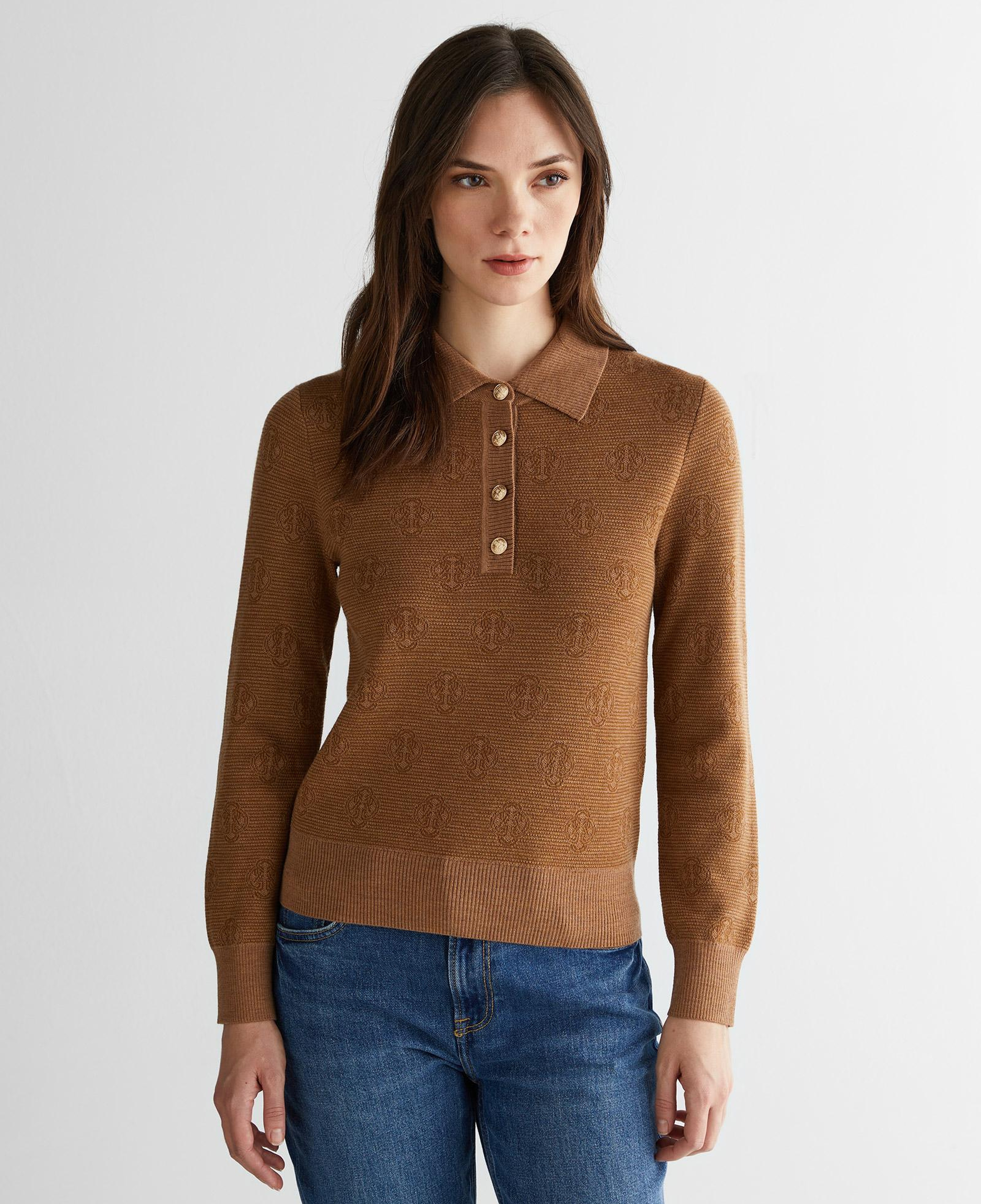 GANT Kadın Kahverengi Regular Fit Polo Yaka Triko