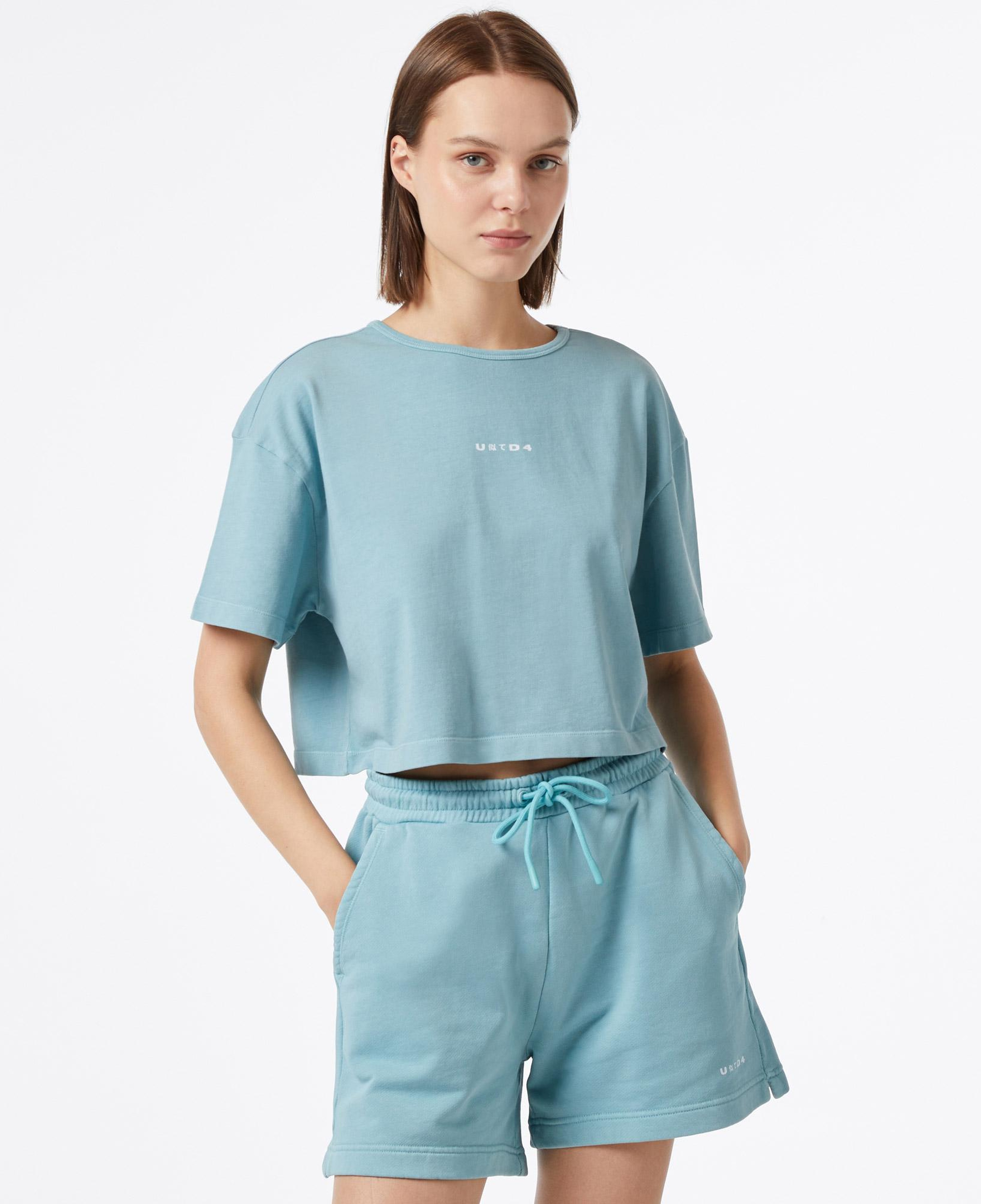 UNITED4 Essentials Kadın Mavi Crop T-Shirt