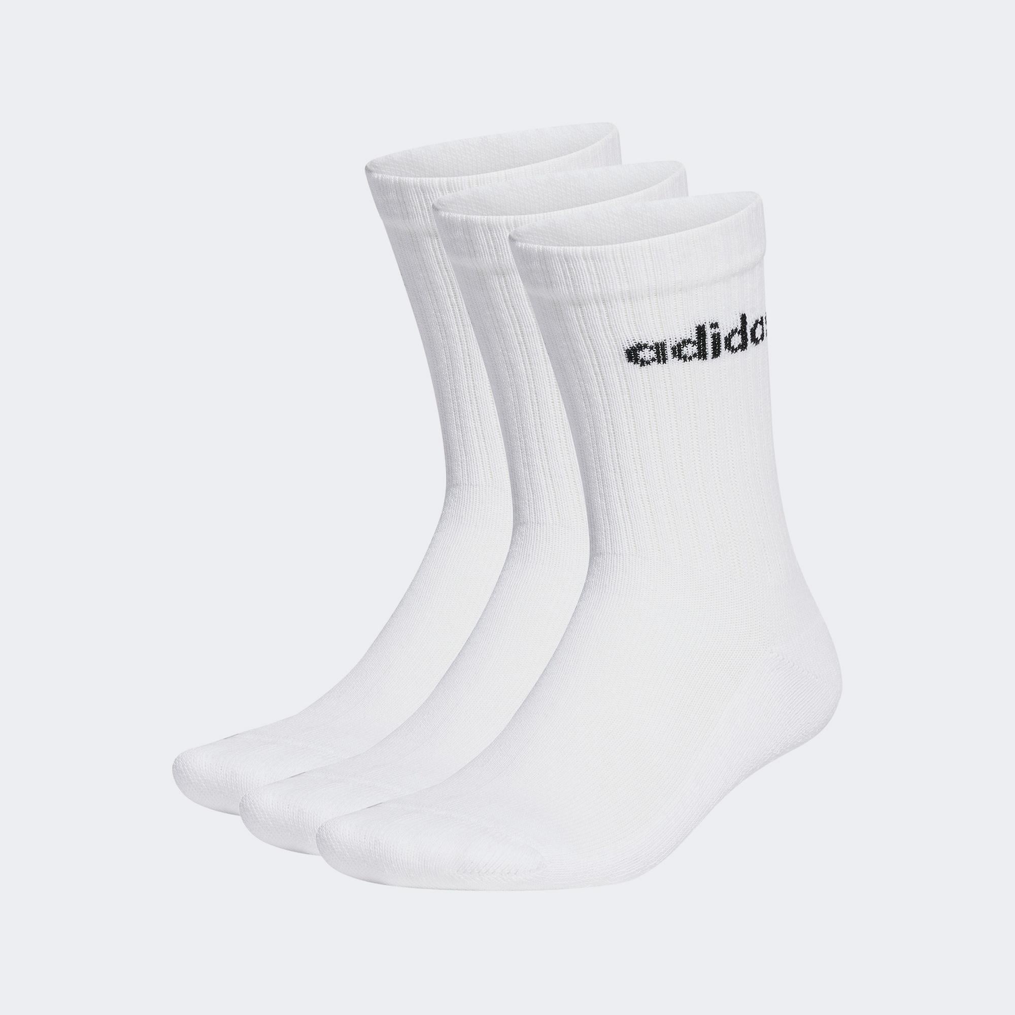adidas Linear Crew 3'lü Unisex Beyaz Çorap