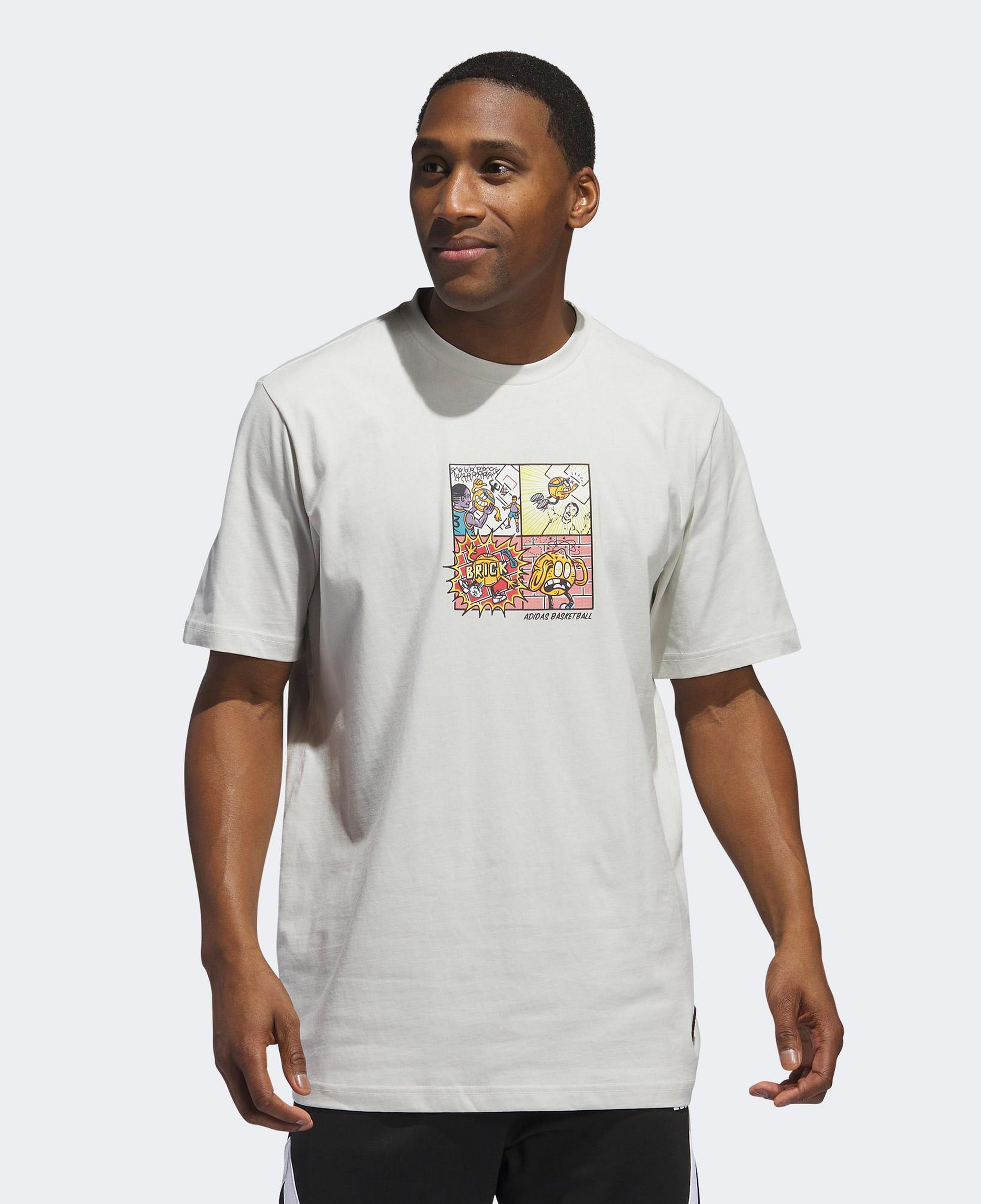 adidas Lil Stripe Comic Graphic Erkek Gri T-Shirt