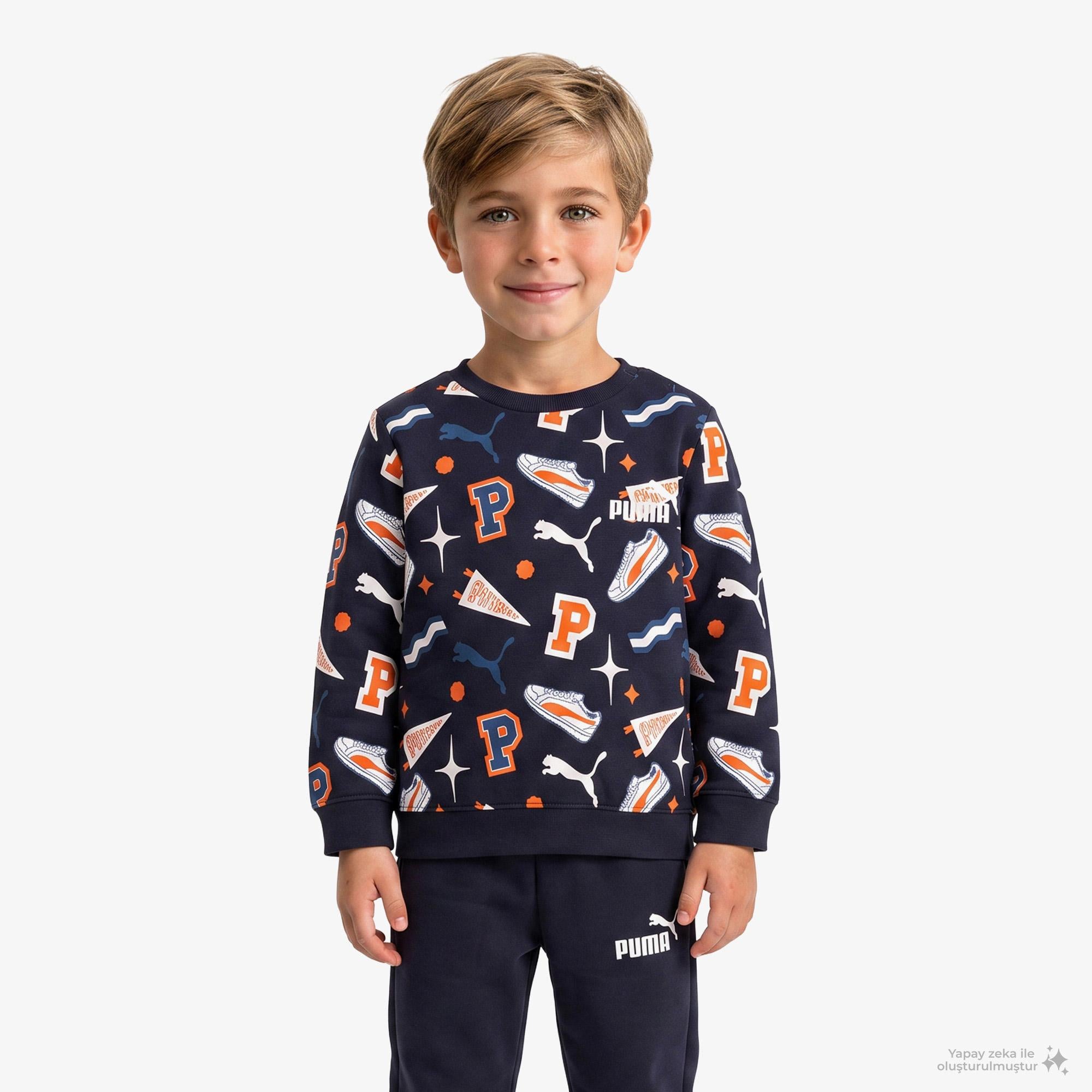 Puma Minicats Crew Çocuk Mavi Eşofman Takımı