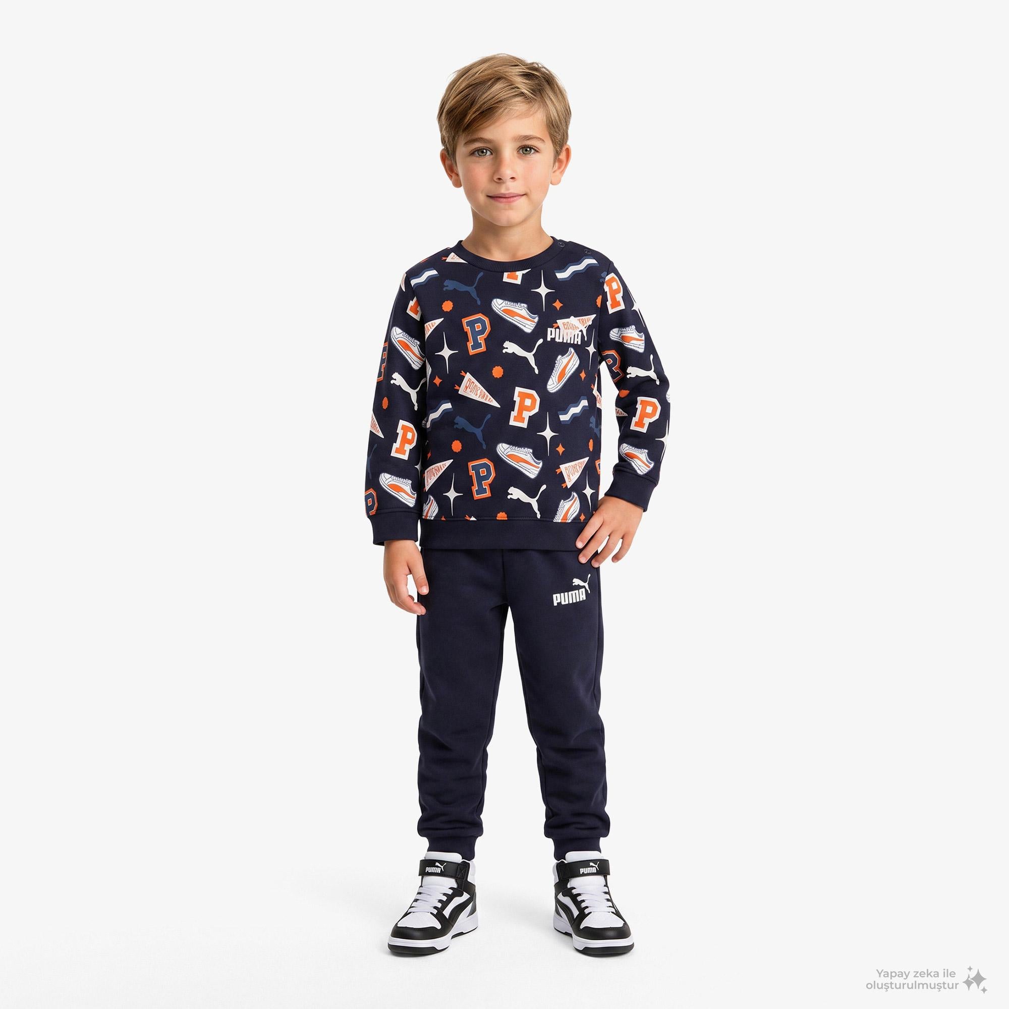Puma Minicats Crew Çocuk Mavi Eşofman Takımı