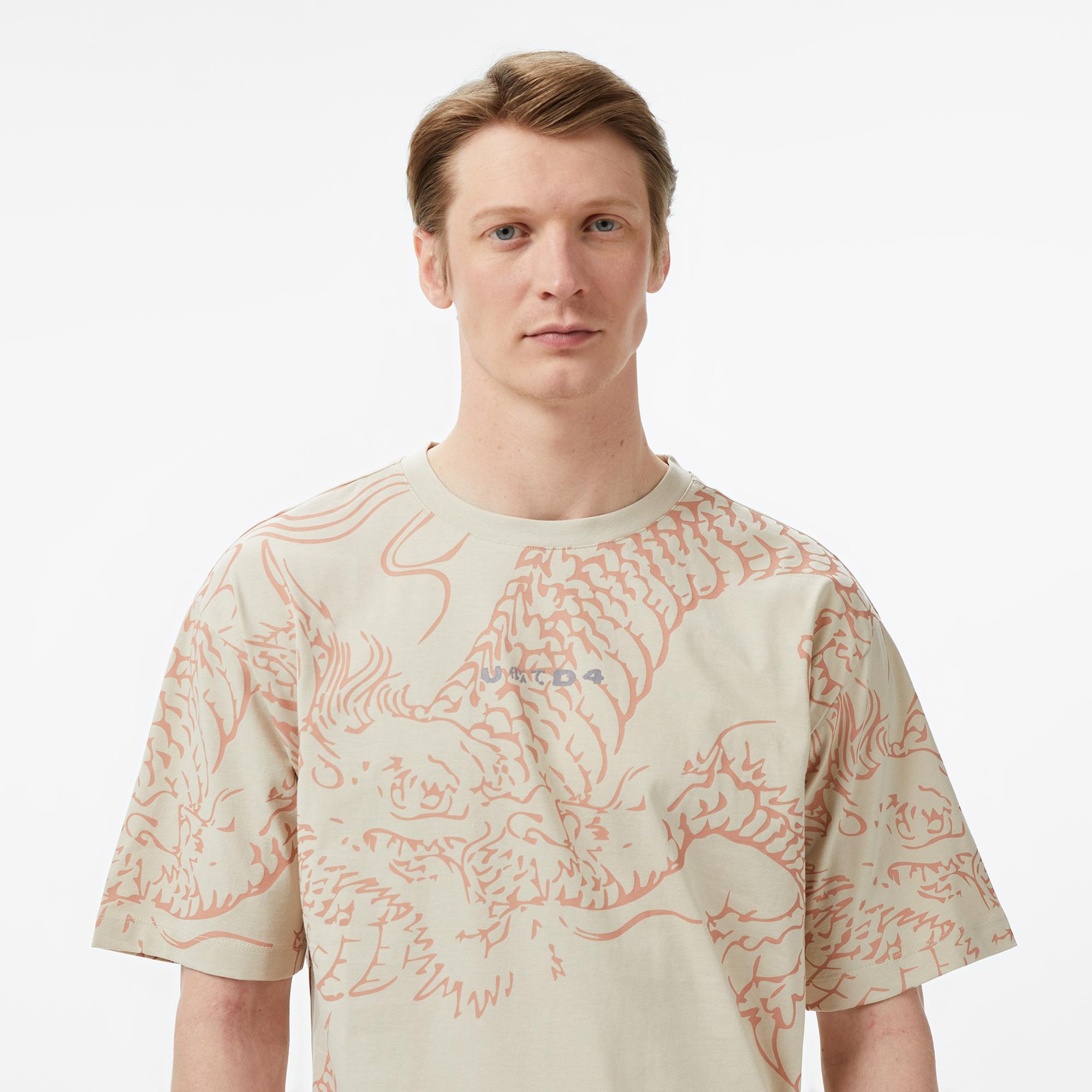 UNITED4 Regular Fit Erkek Krem T-Shirt