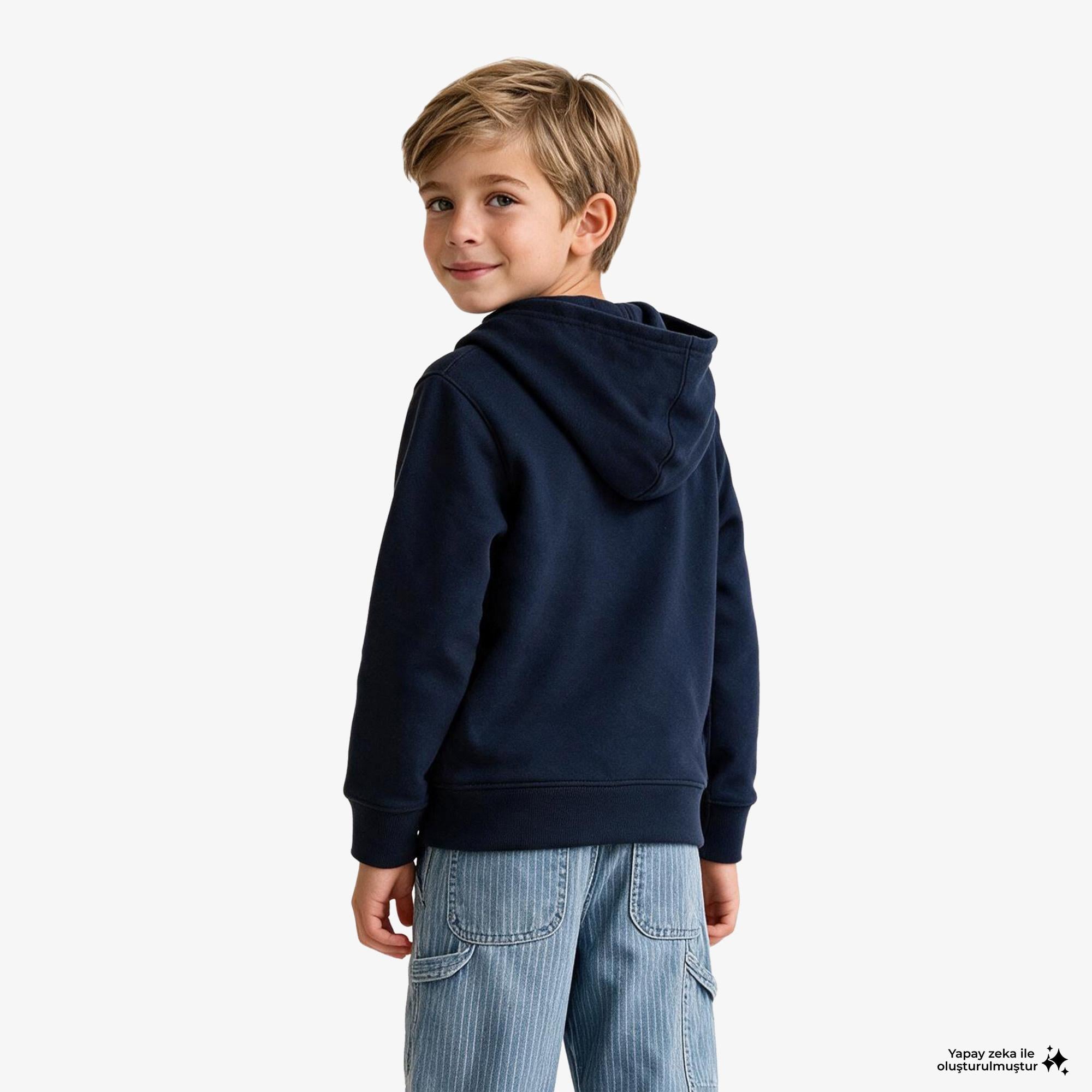 Gap V-Frch Logo Çocuk Lacivert Sweatshirt