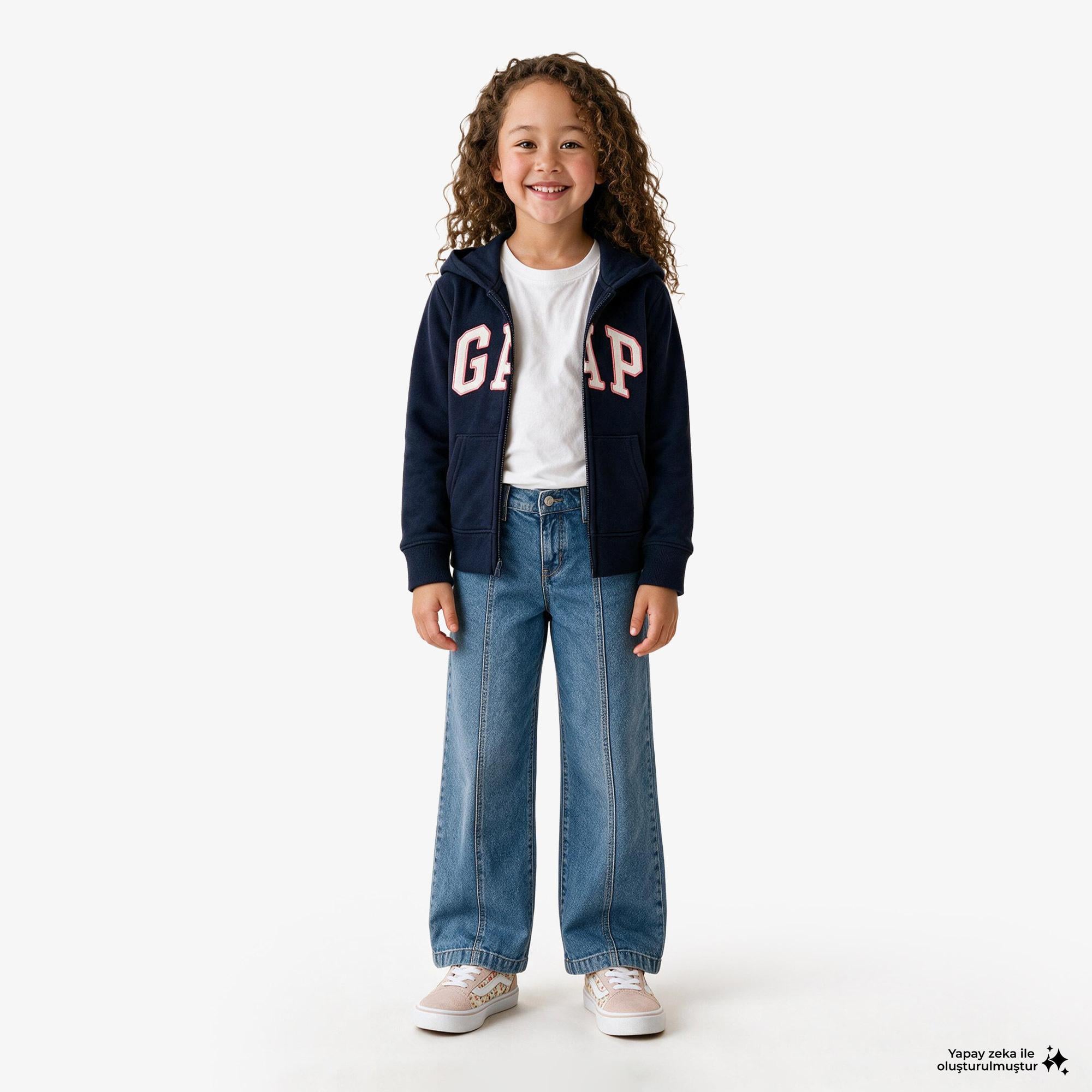 Gap V-Frch Logo Çocuk Lacivert Sweatshirt
