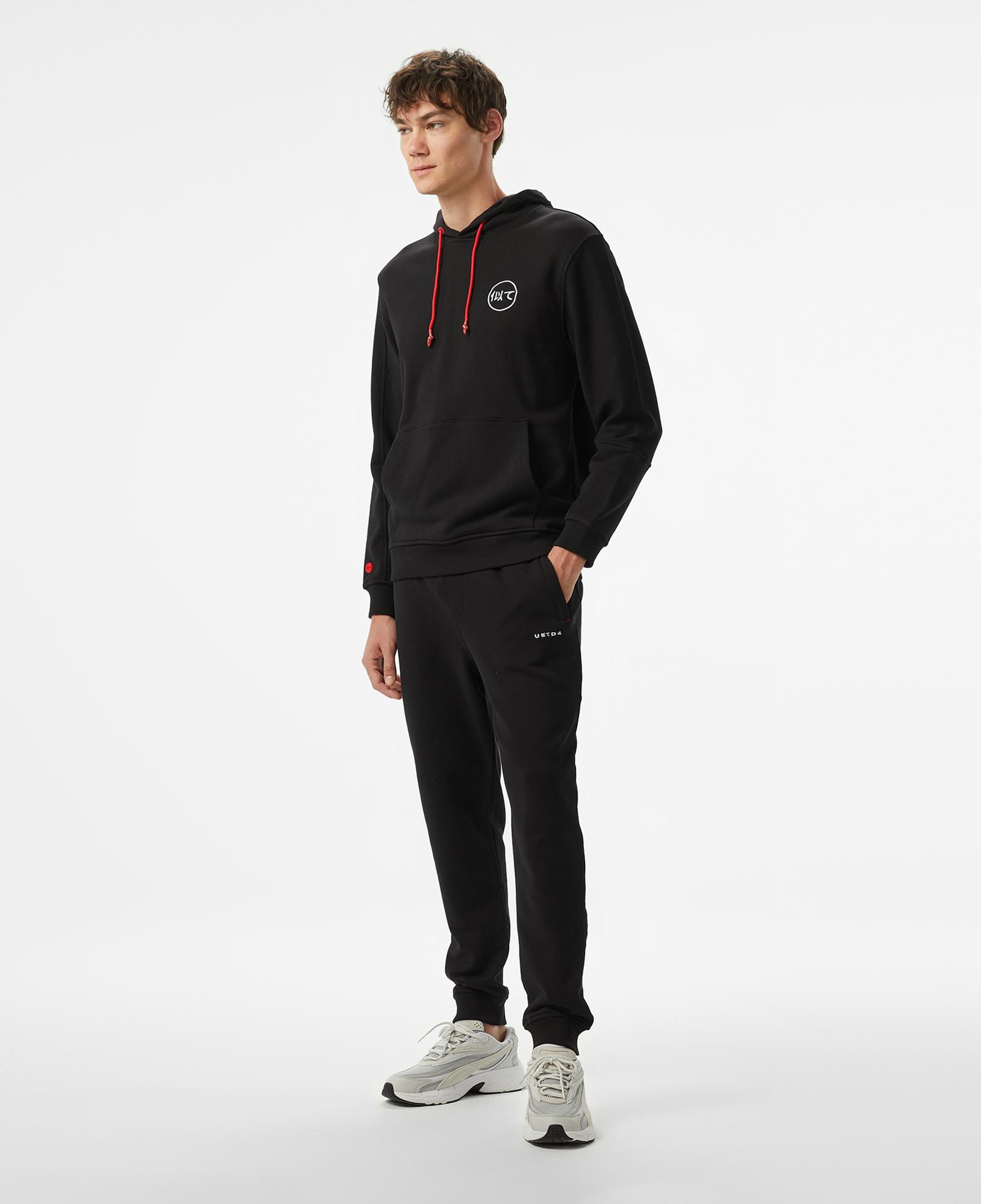 UNITED4 Motto Erkek Siyah Hoodie