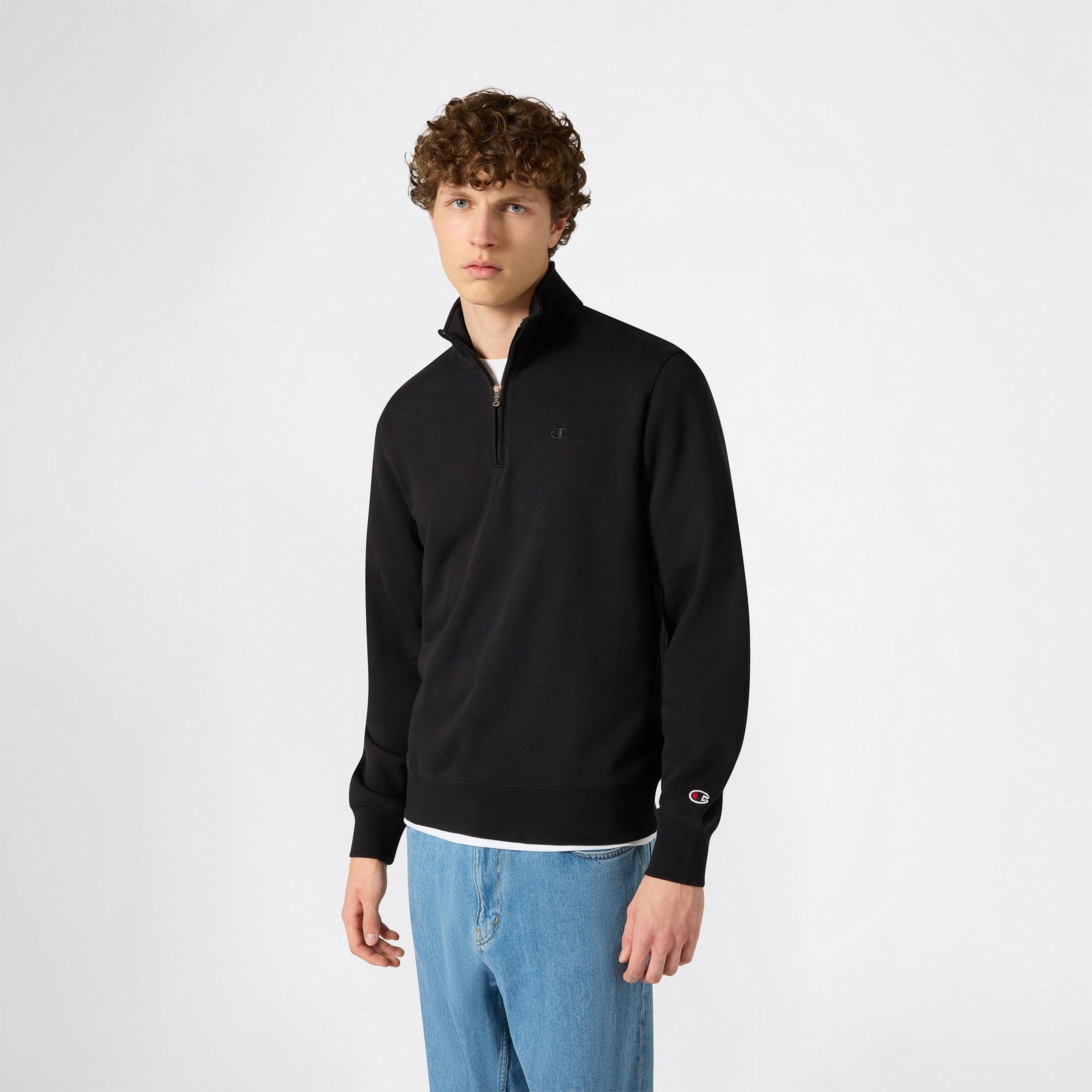 Champion Half Zip Erkek Siyah Sweatshirt