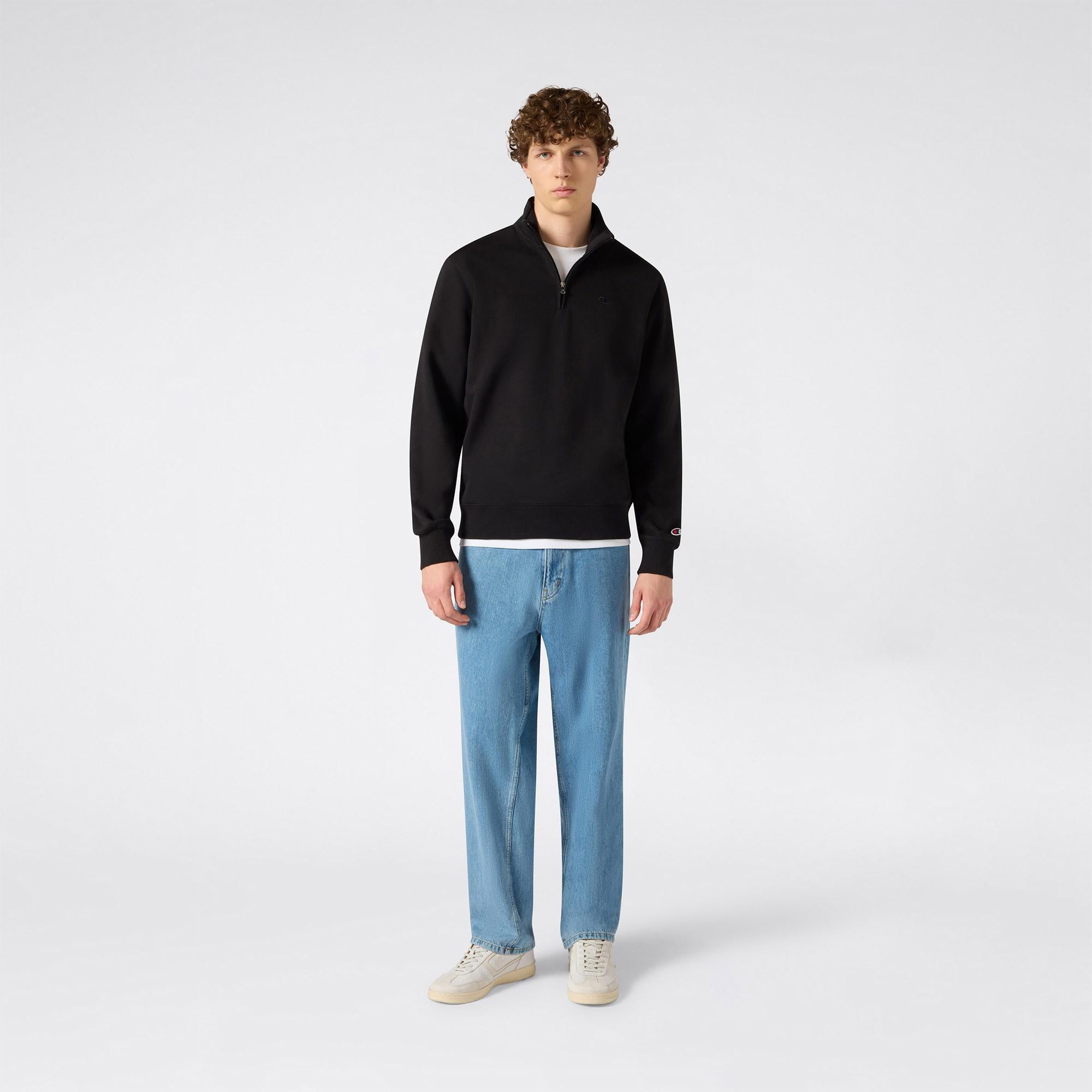 Champion Half Zip Erkek Siyah Sweatshirt