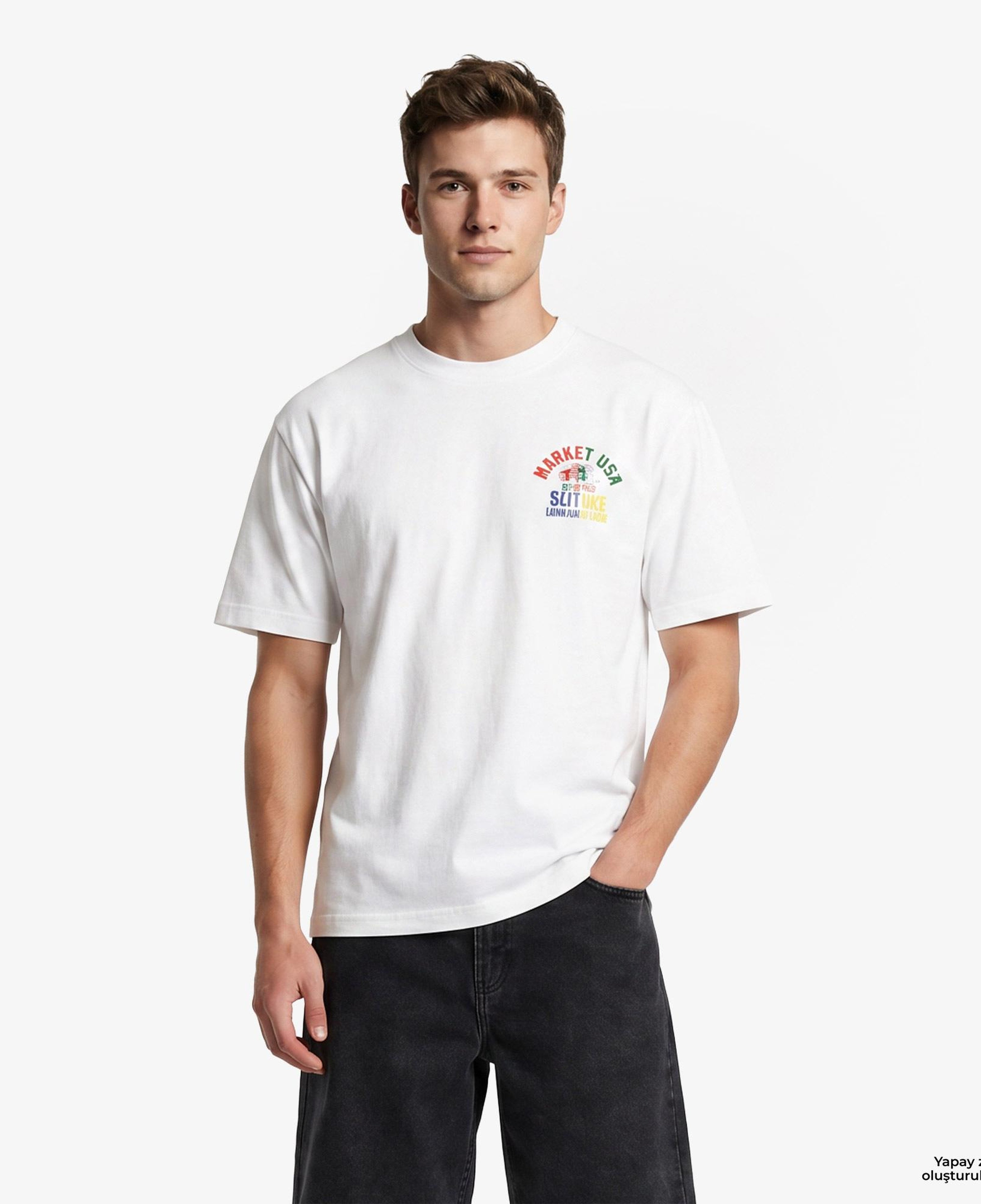 Market Smiley Foul Play Erkek Beyaz T-Shirt