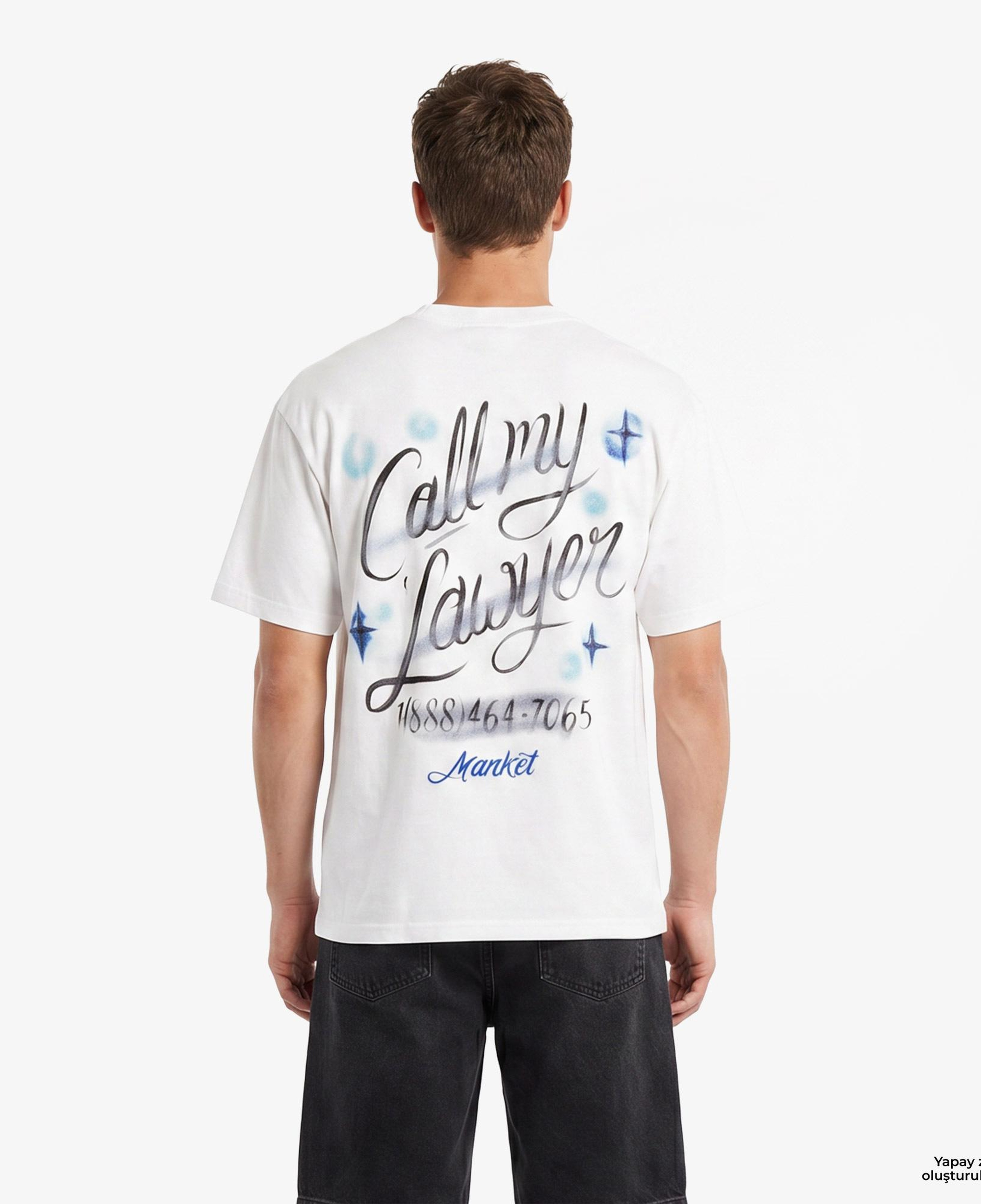 Market Airbrush Call My Lawyer Erkek Beyaz T-Shirt