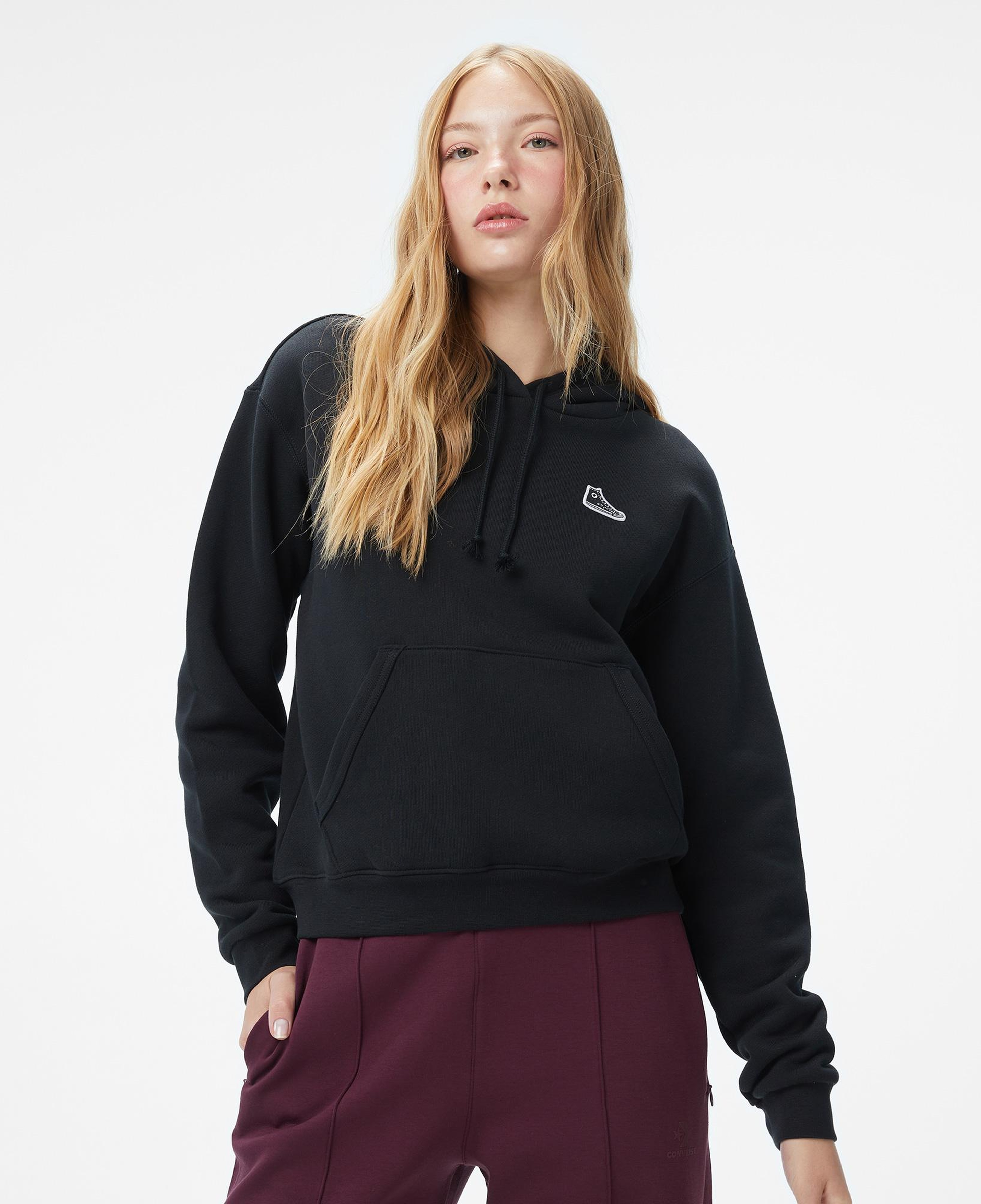 Converse Baskılı Kadın Siyah Sweatshirt