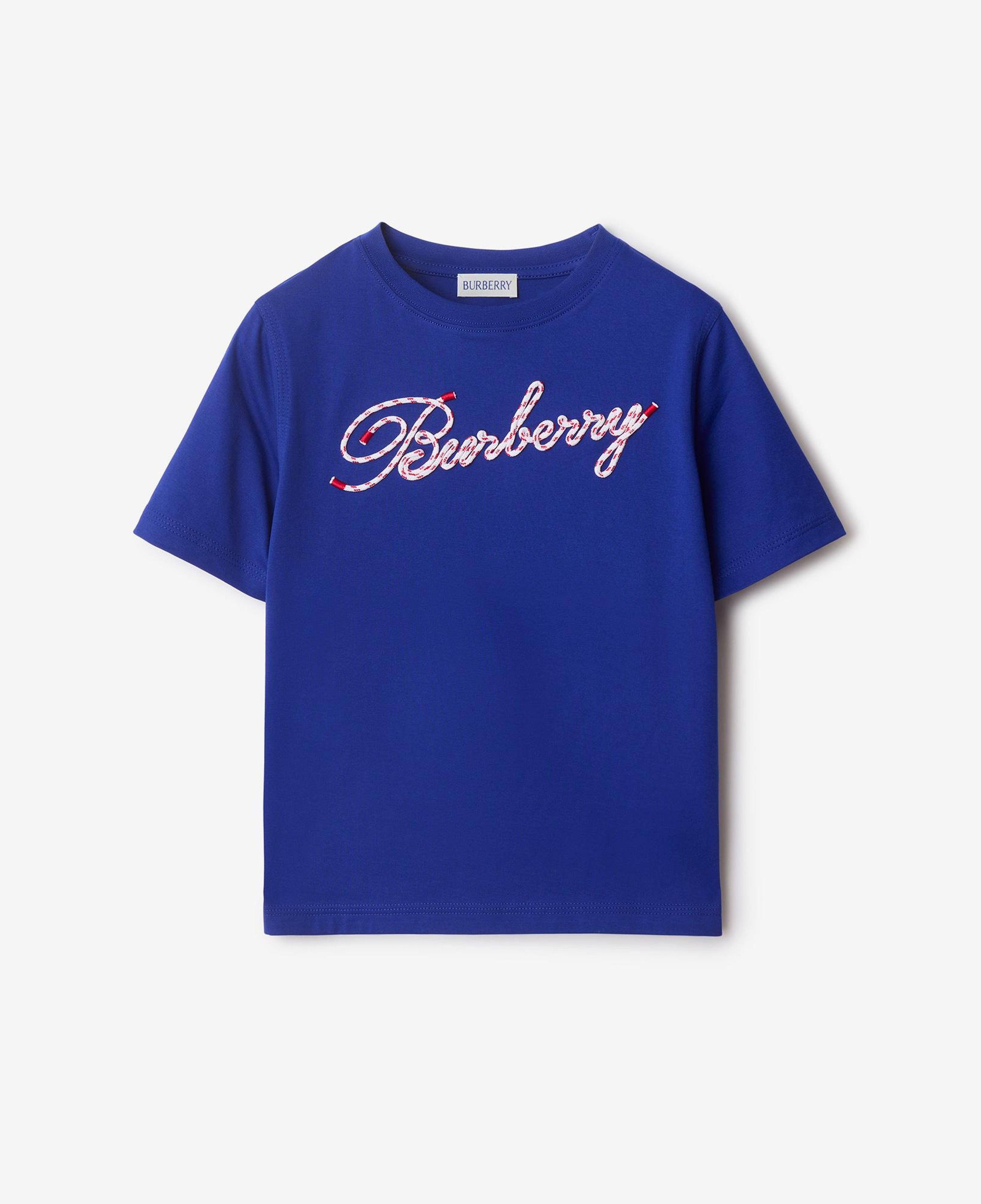 Burberry Cedar Rope Scrip Laces Logo Cotton Çocuk Lacivert T-Shirt