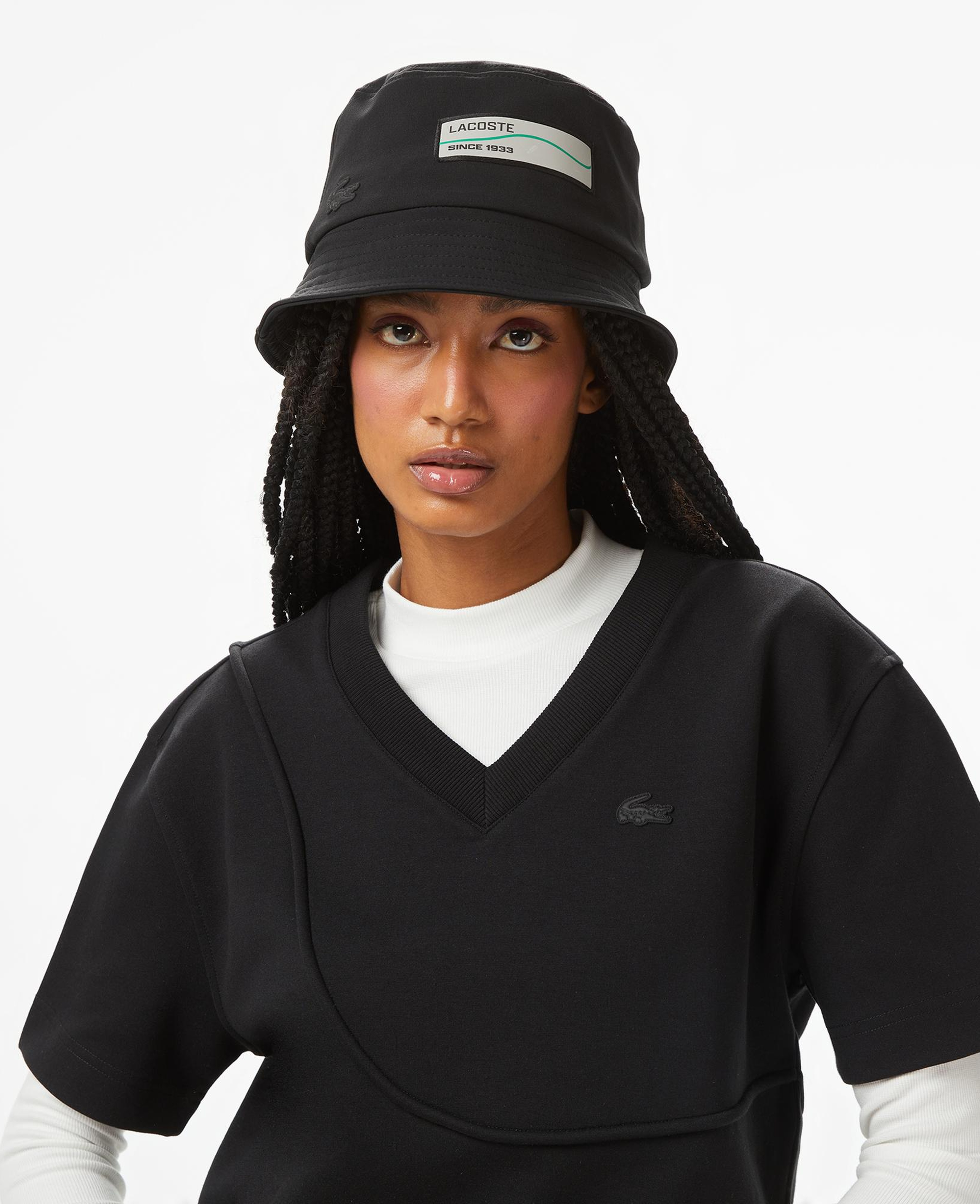 Lacoste x House of SuperStep Loose Fit Kadın Siyah T-Shirt