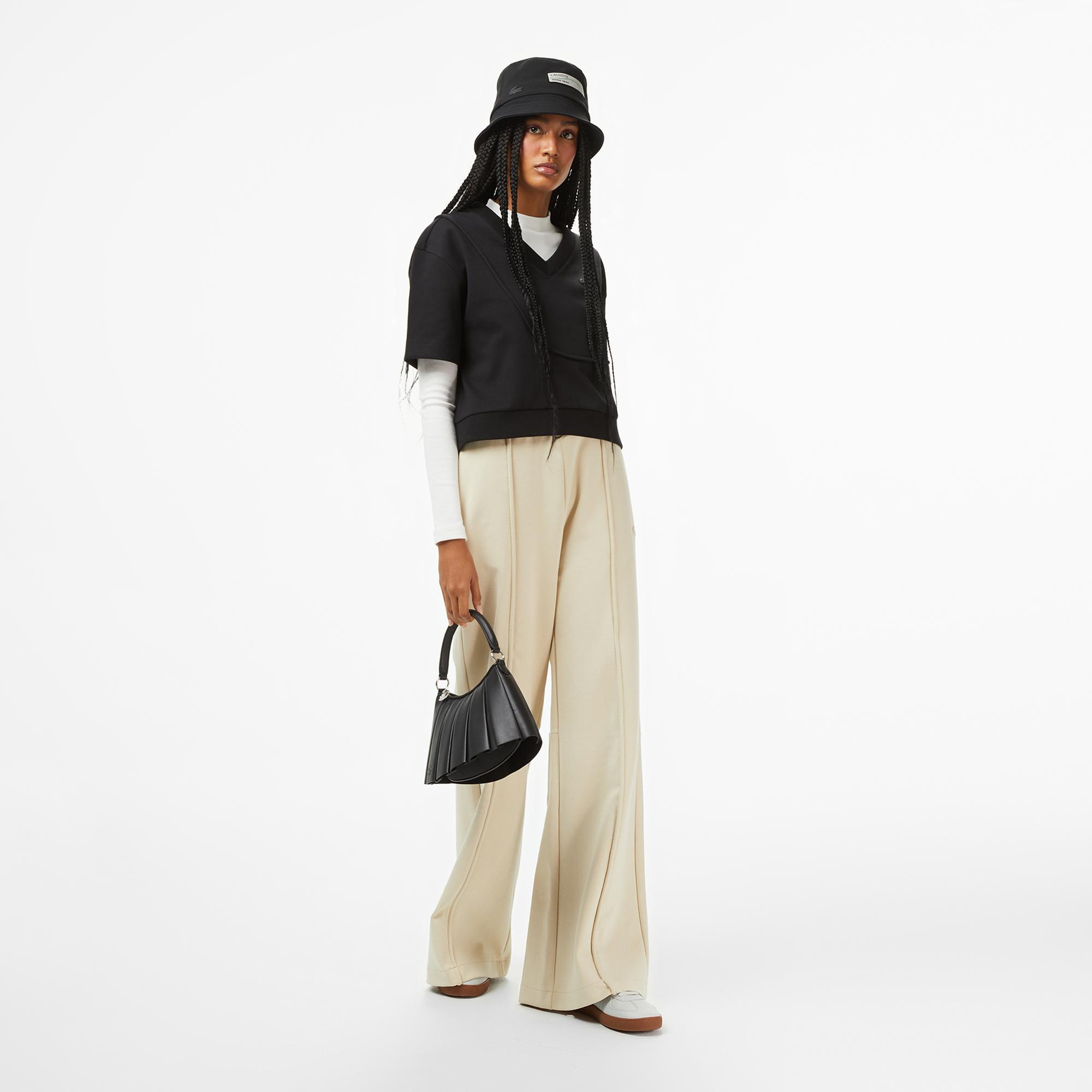Lacoste x House of SuperStep Loose Fit Kadın Siyah T-Shirt
