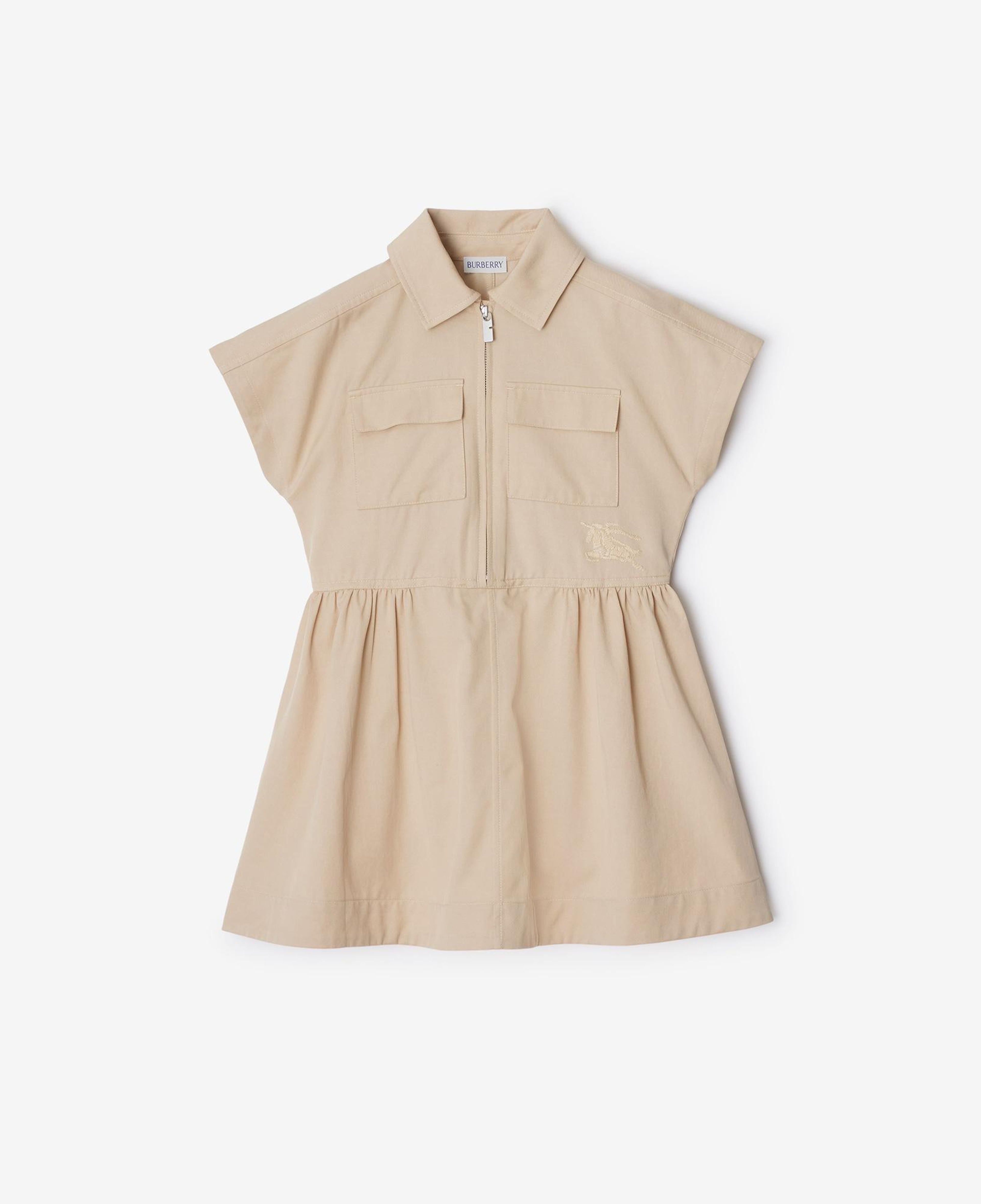 Burberry Cynthie Cotton Blend Çocuk Bej Elbise