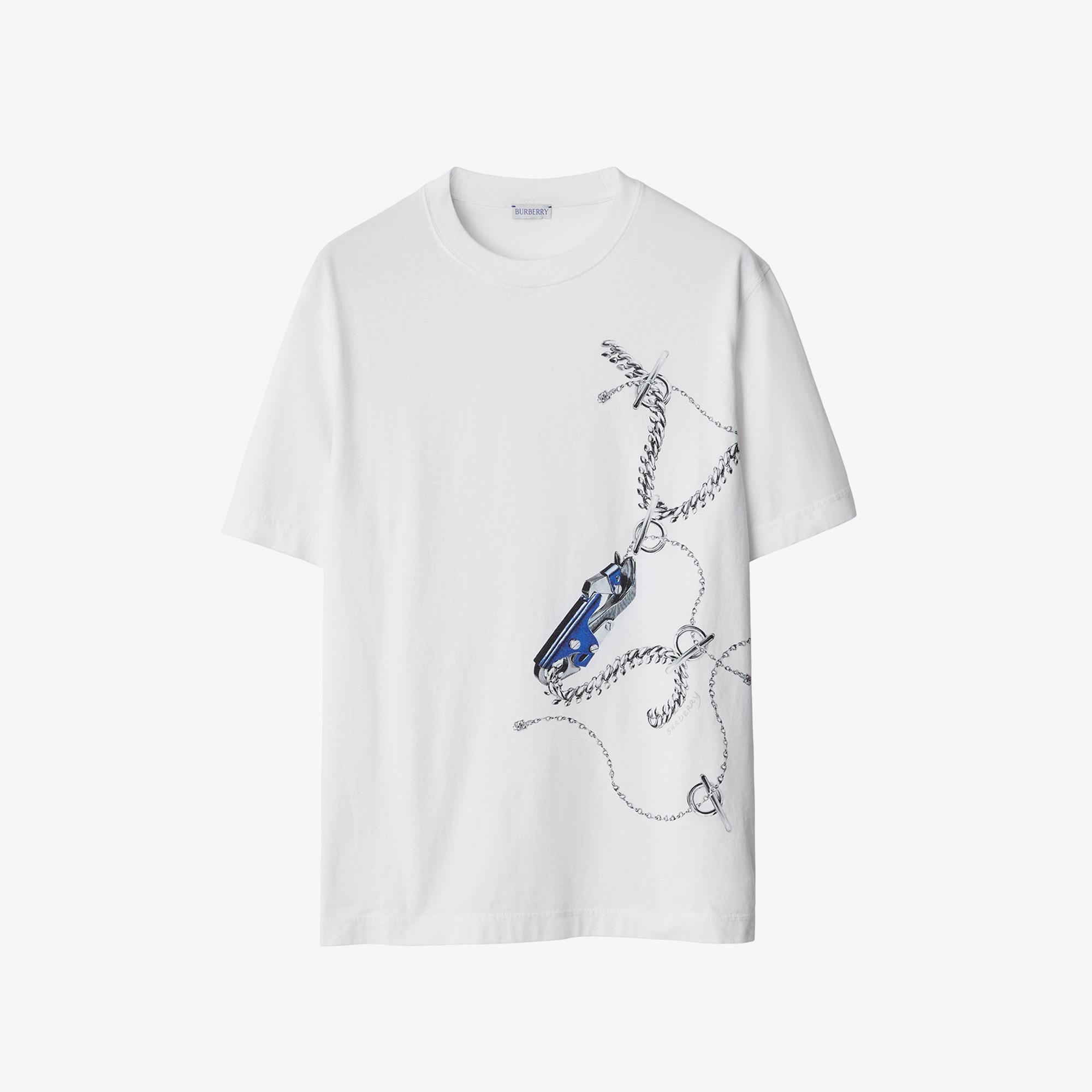 Erkek Beyaz Pamuk T-Shirt