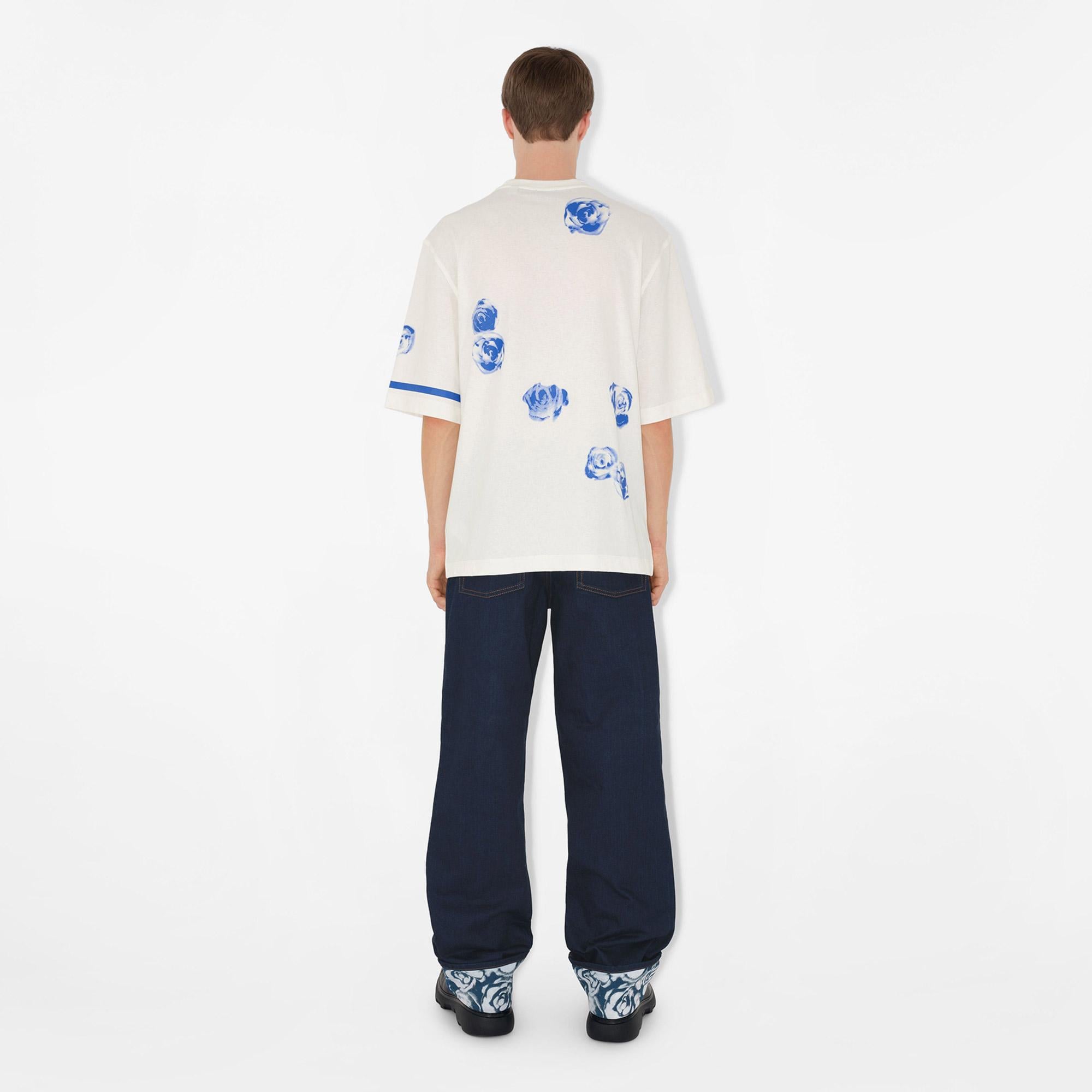 Burberry Erkek Beyaz Pamuk T-Shirt
