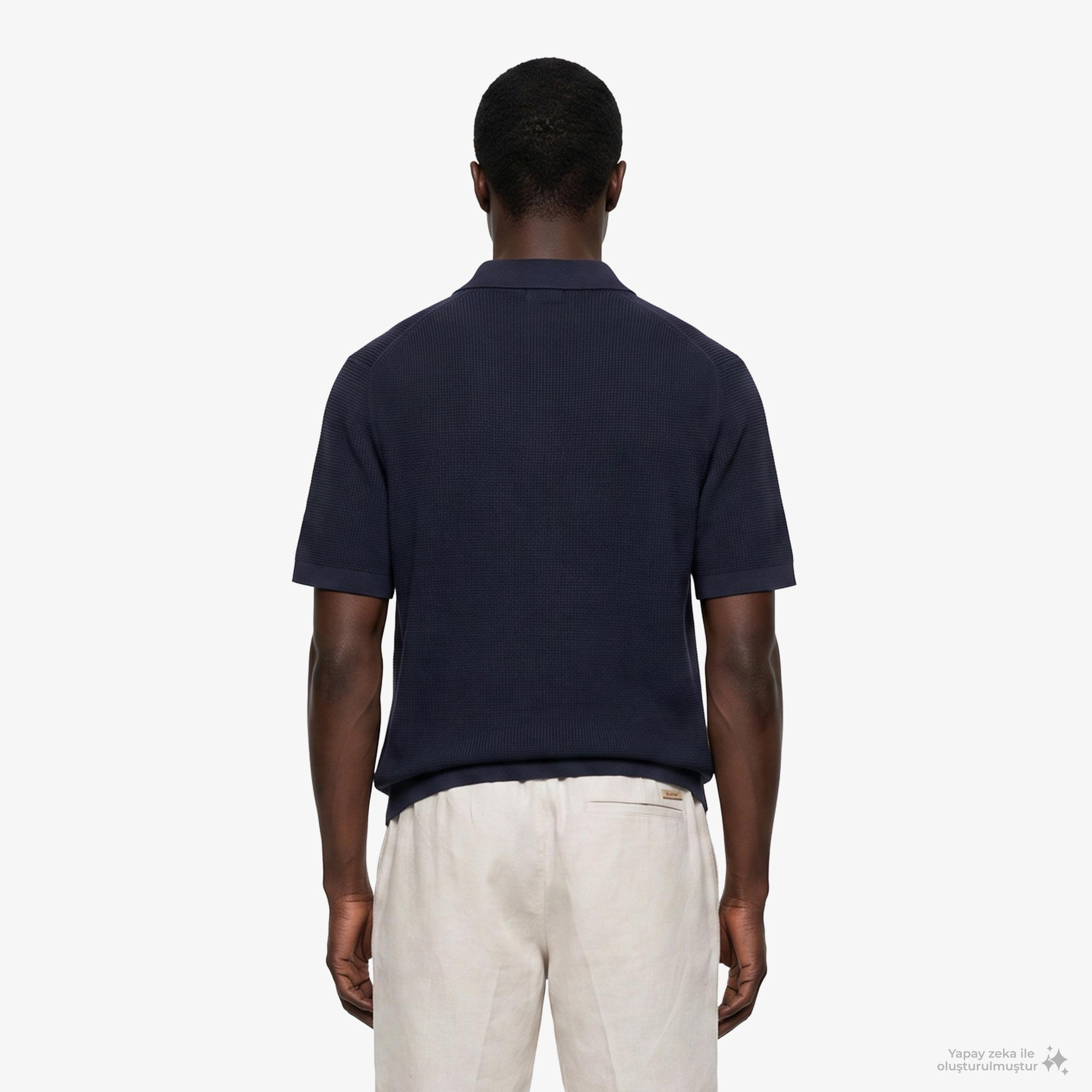 Calvin Klein Cotton Waffle Erkek Mavi Triko