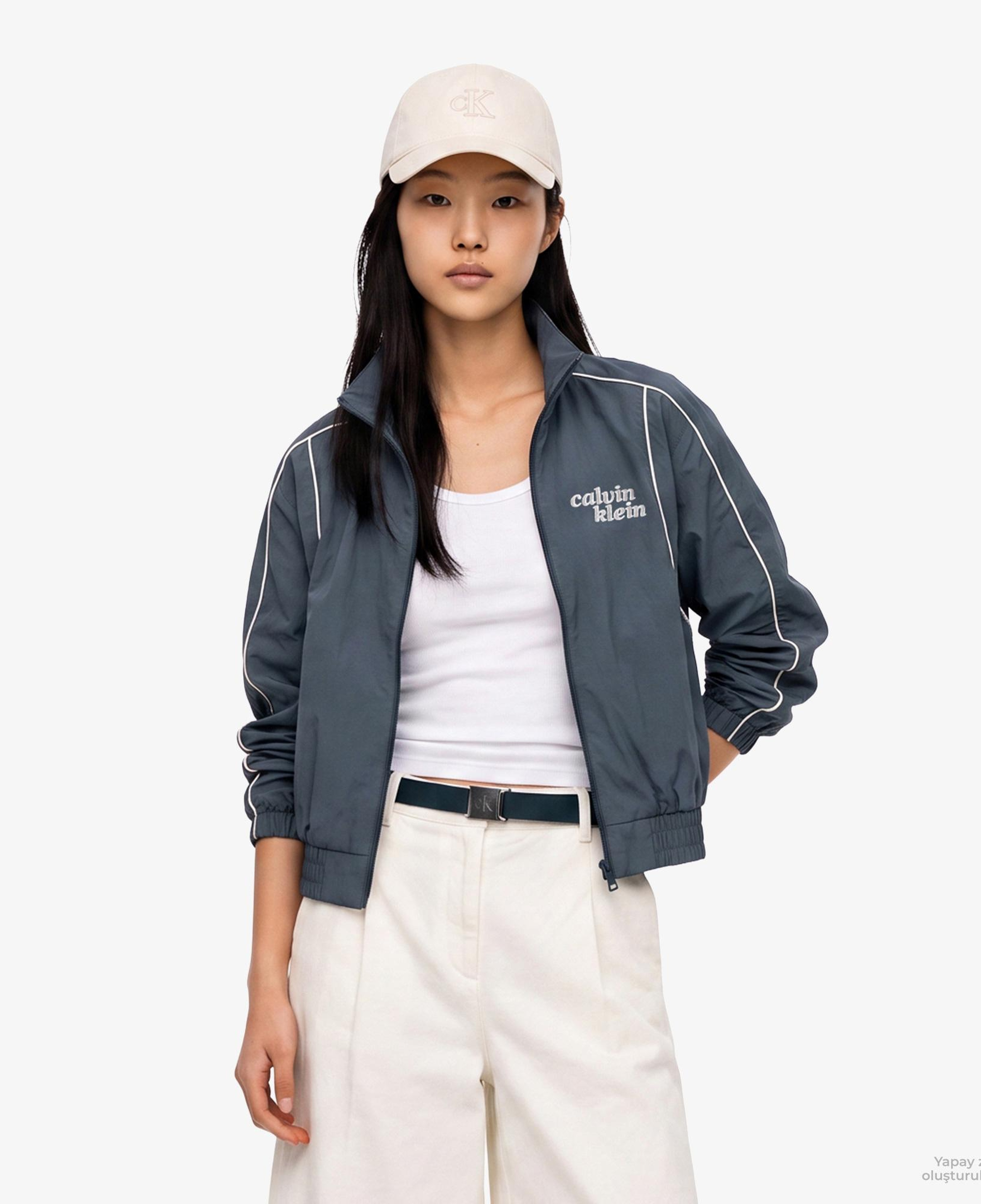 Calvin Klein Novelty Nylon Piping Kadın Mavi Ceket