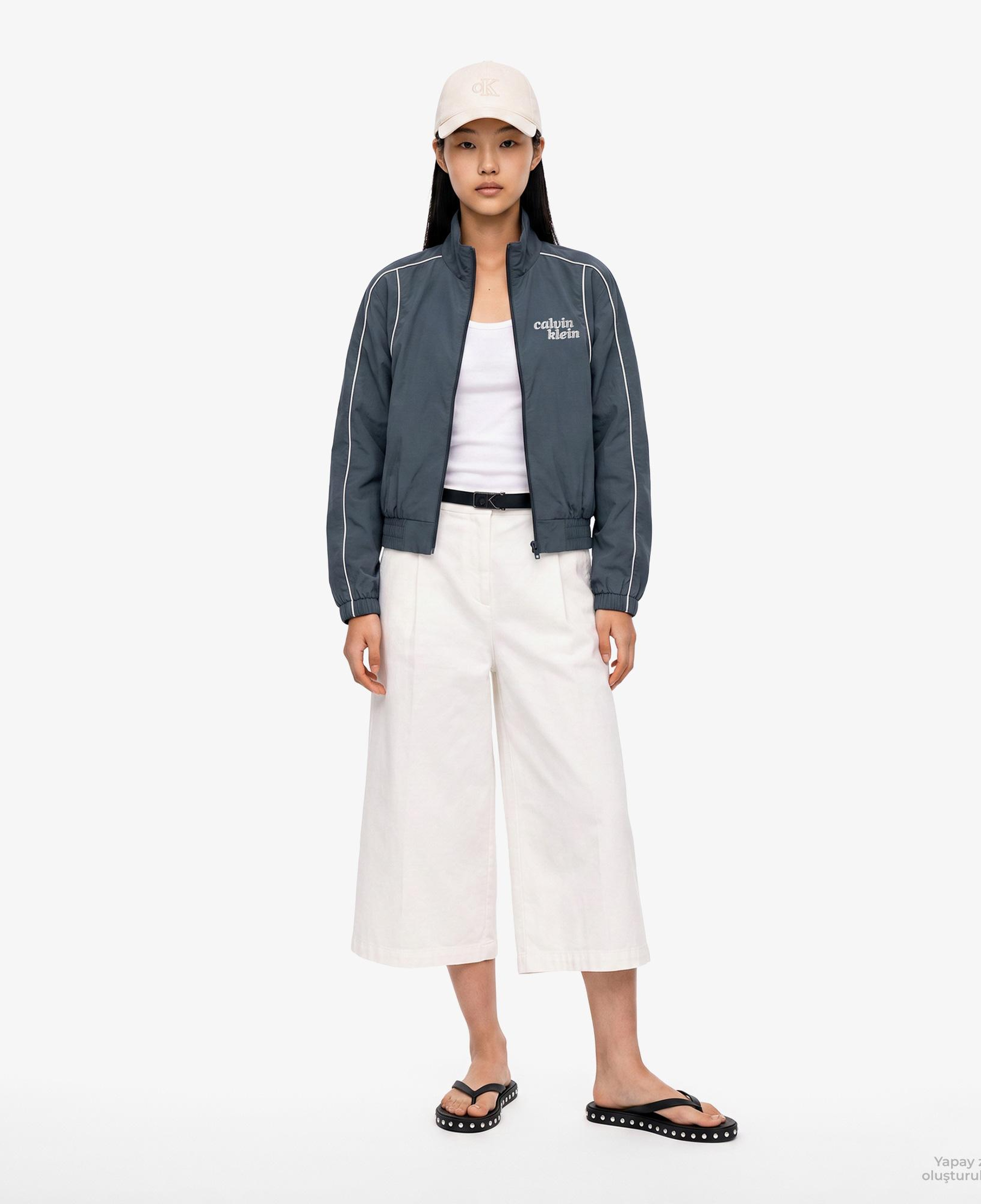 Calvin Klein Novelty Nylon Piping Kadın Mavi Ceket