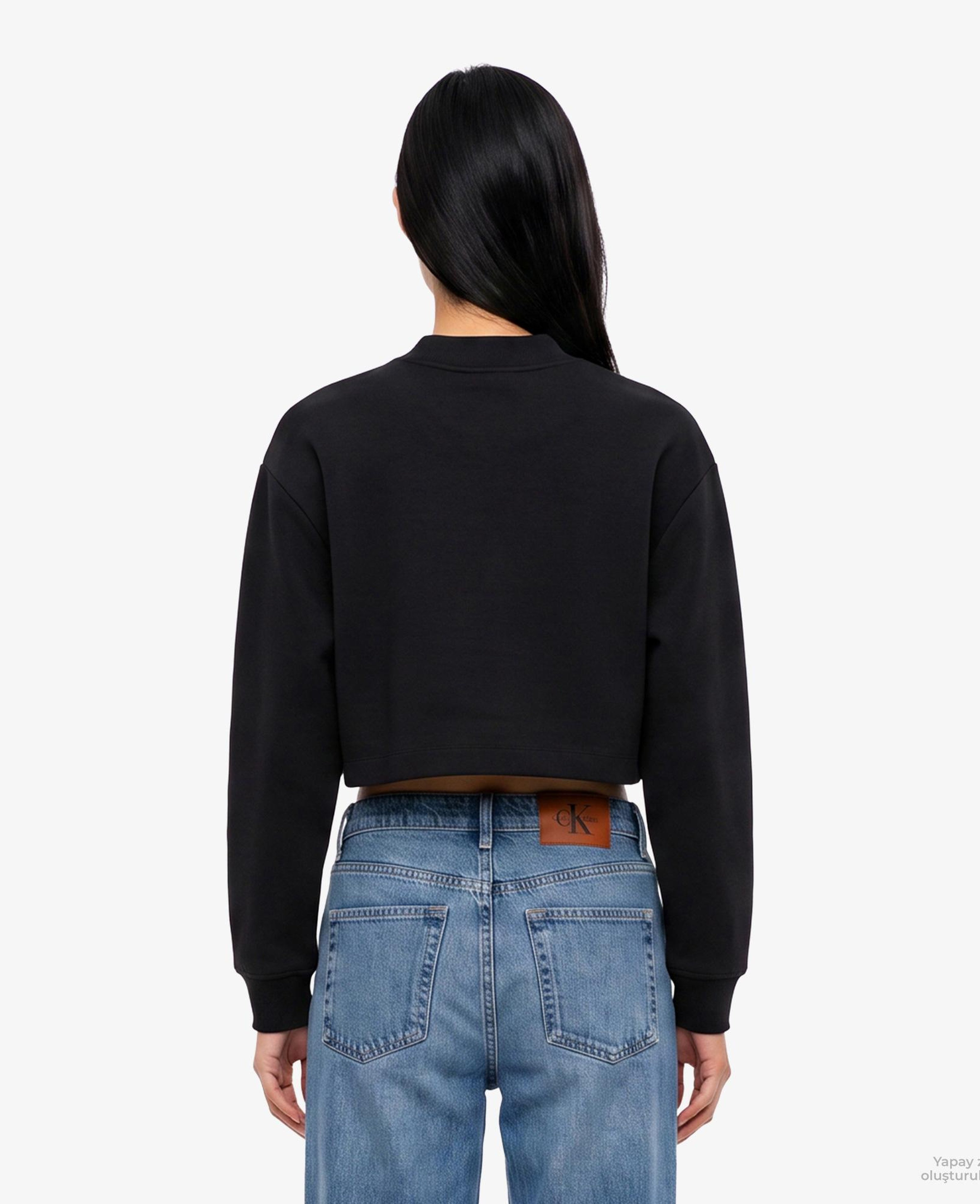 Calvin Klein Cropped Sporty Scuba Bomber Kadın Siyah Ceket