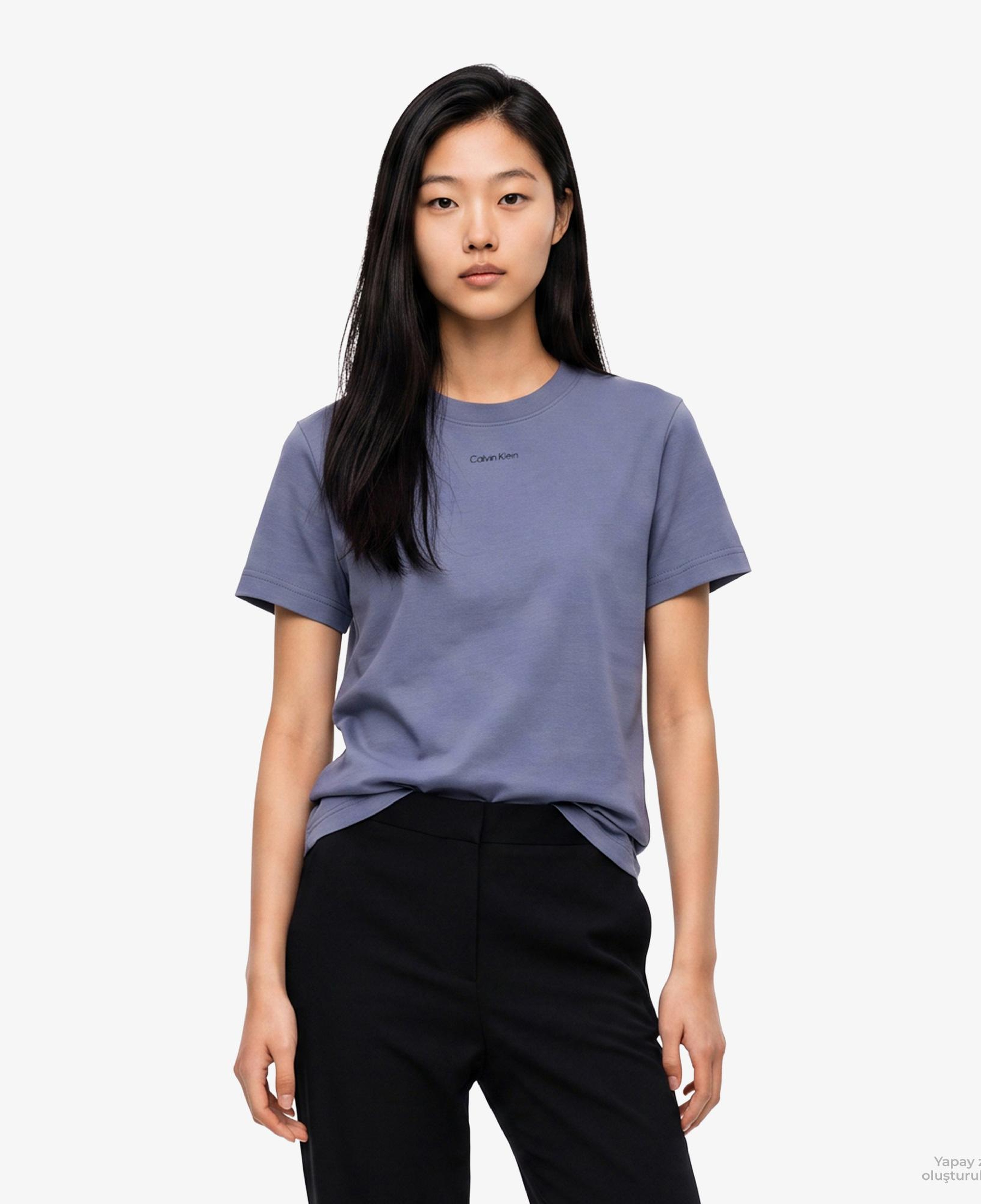 Calvin Klein 20S Classic Logo Kadın Mavi T-Shirt