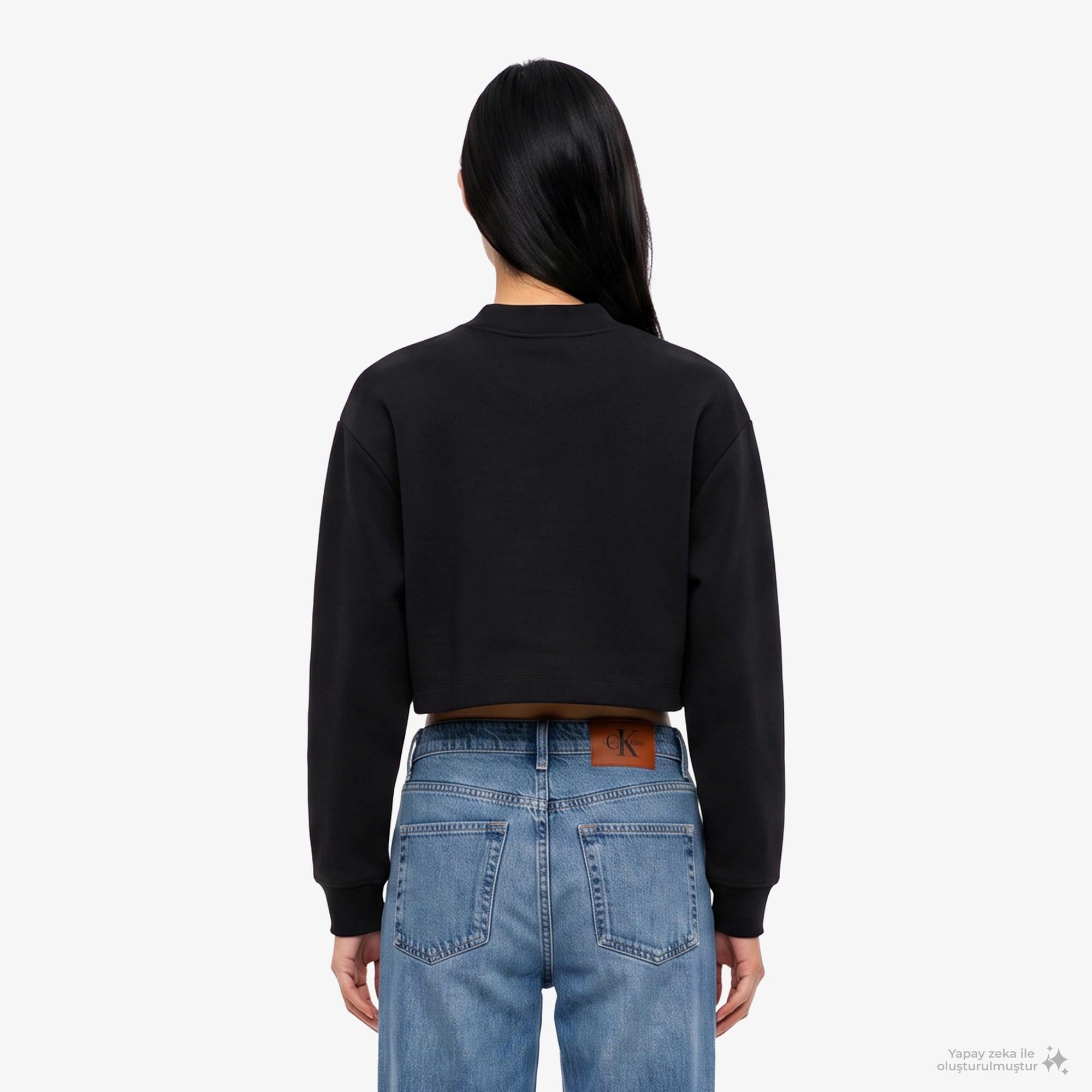 Calvin Klein Cropped Sporty Scuba Bomber Kadın Siyah Ceket