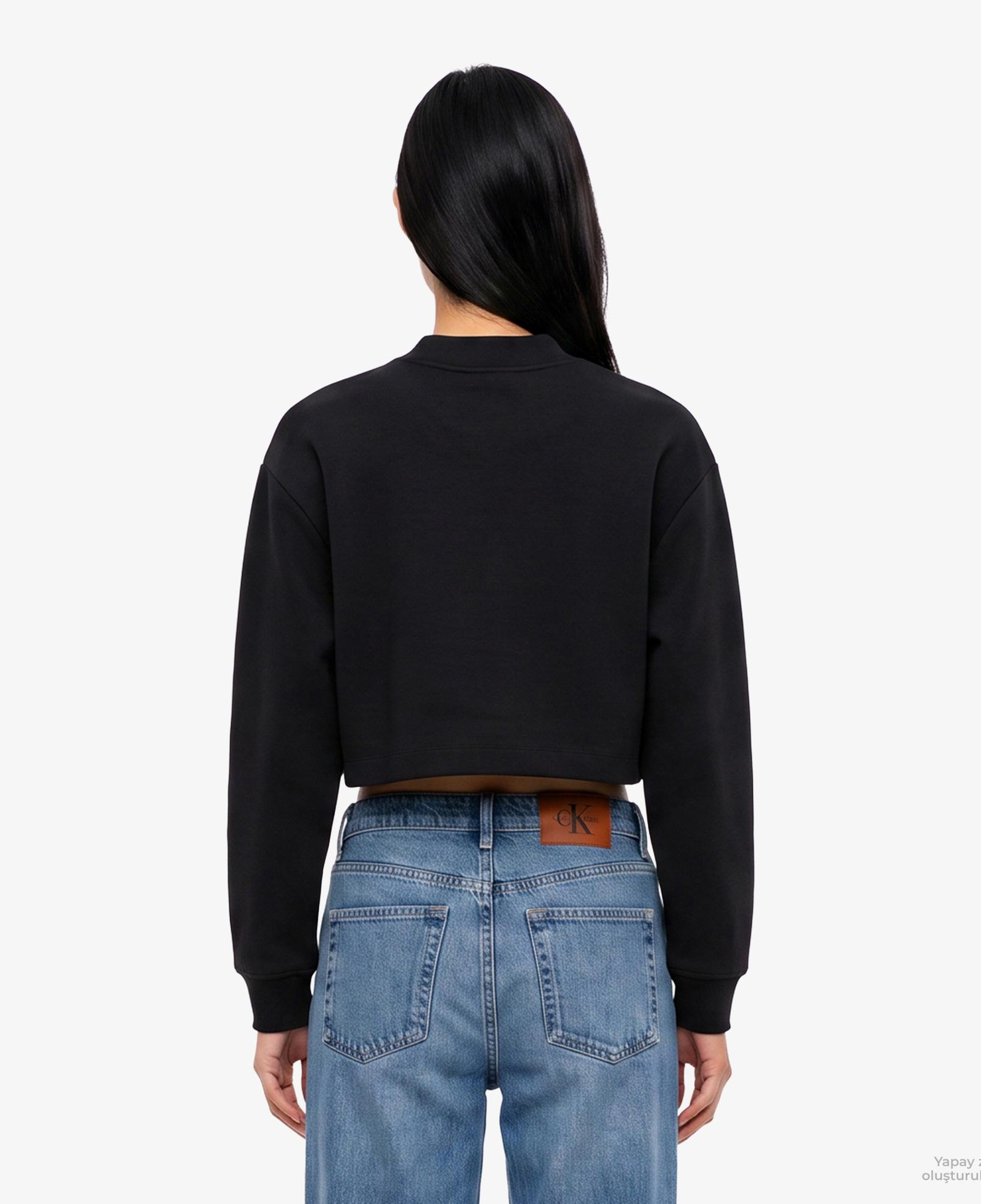 Calvin Klein Cropped Sporty Scuba Bomber Kadın Siyah Ceket