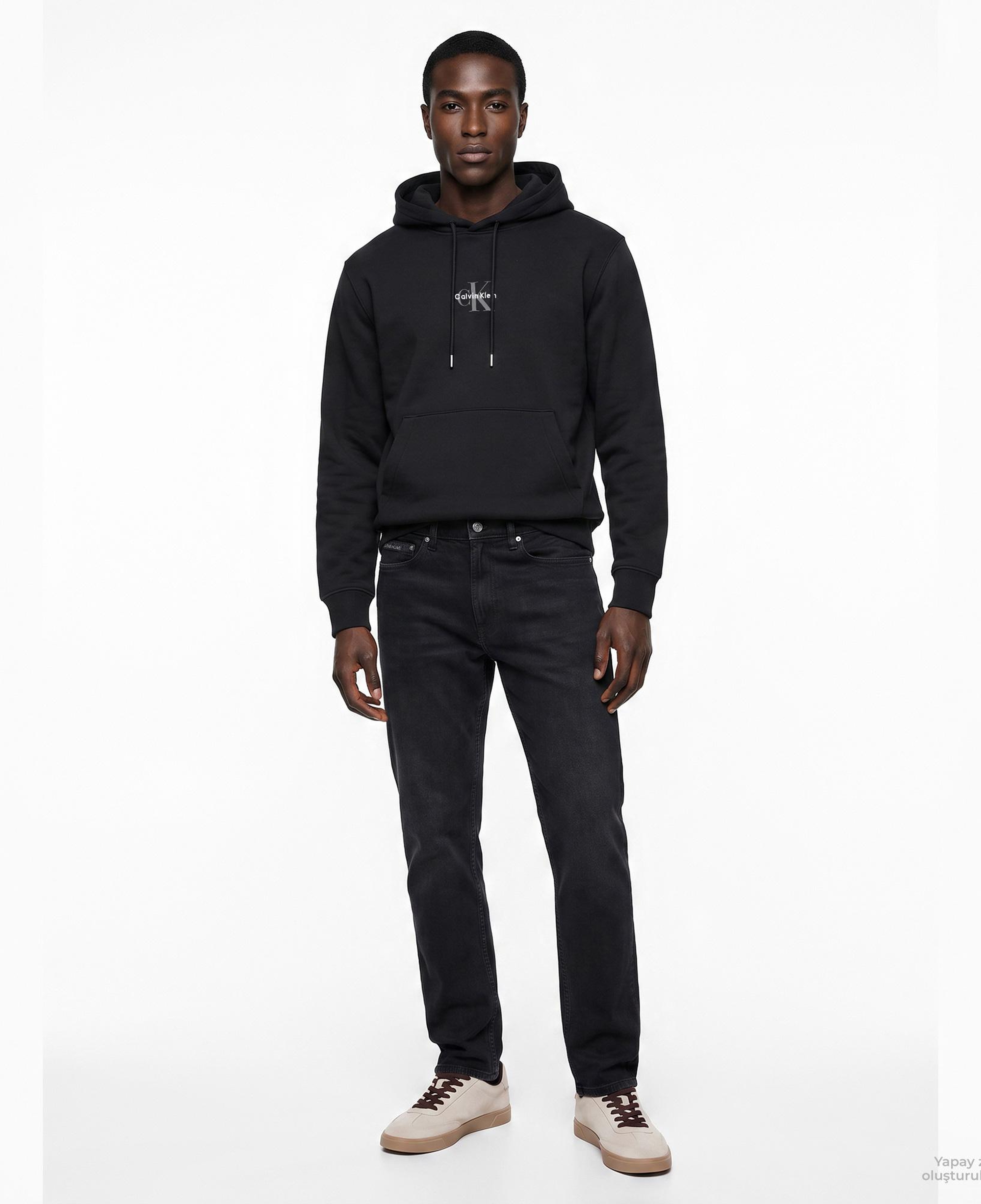 Calvin Klein Terry Micro Monologo Erkek Siyah Sweatshirt