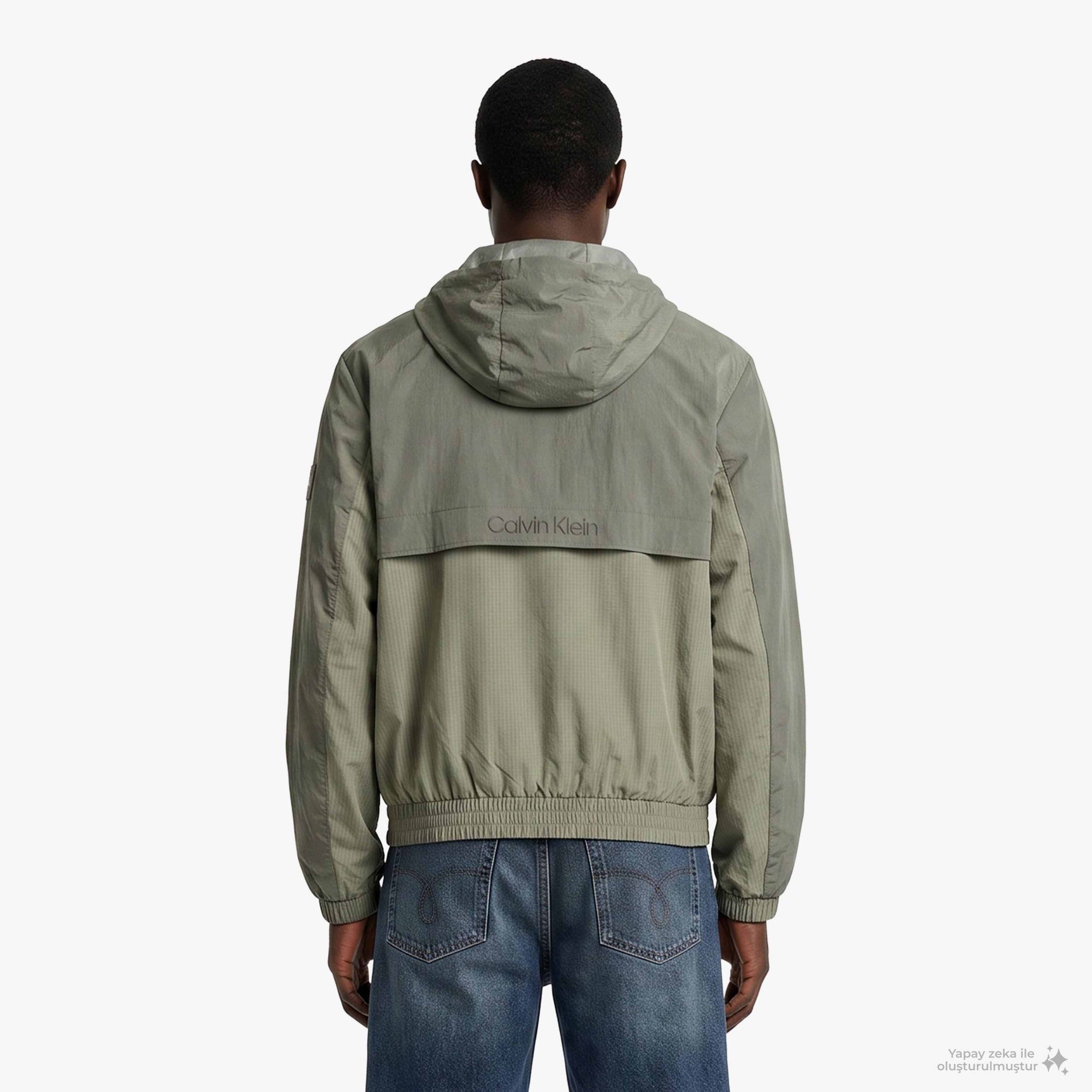 Calvin Klein Nylon Mixed Media Erkek Bej Ceket