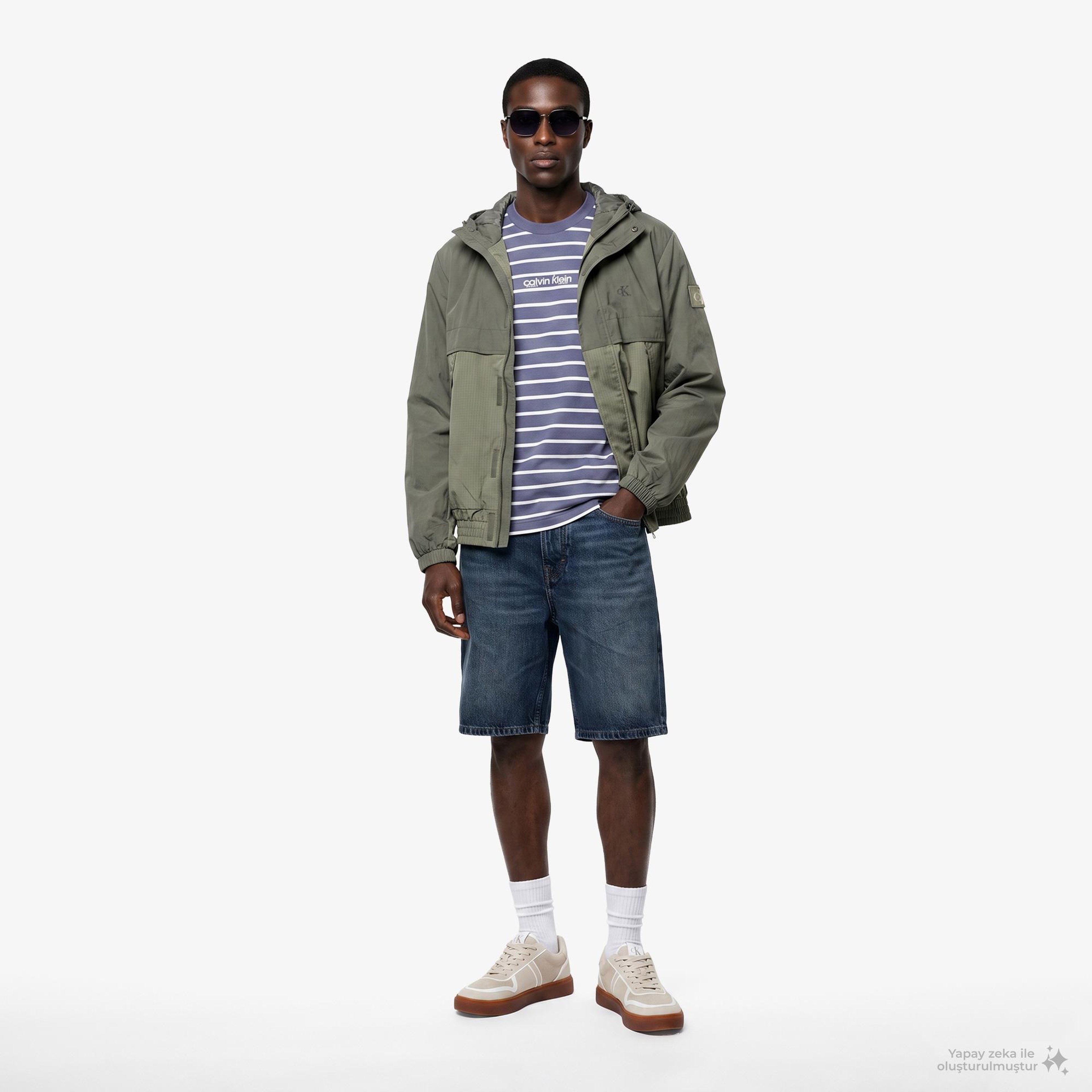 Calvin Klein Nylon Mixed Media Erkek Bej Ceket