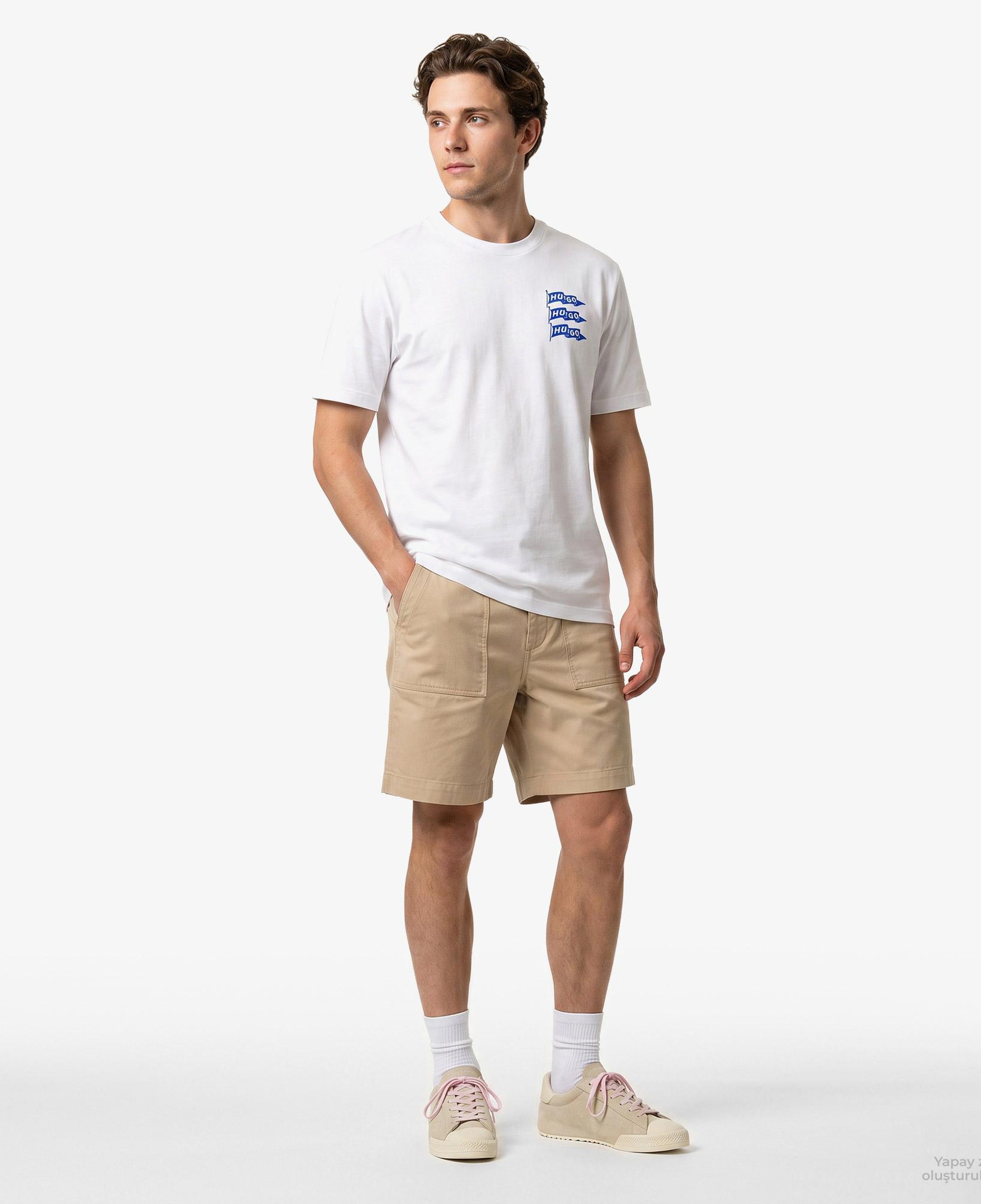 Hugo Nalien Erkek Beyaz T-Shirt