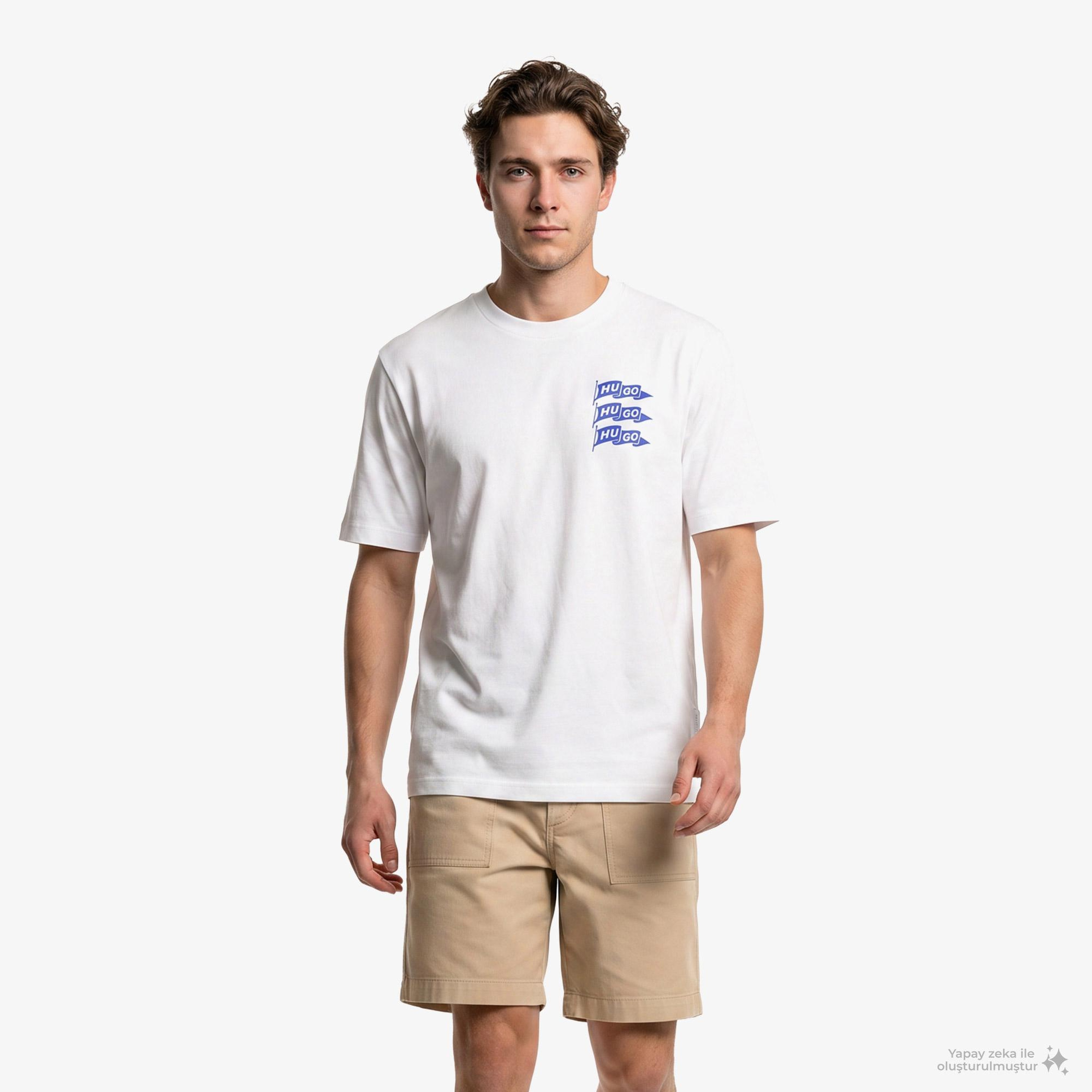 Hugo Nalien Erkek Beyaz T-Shirt