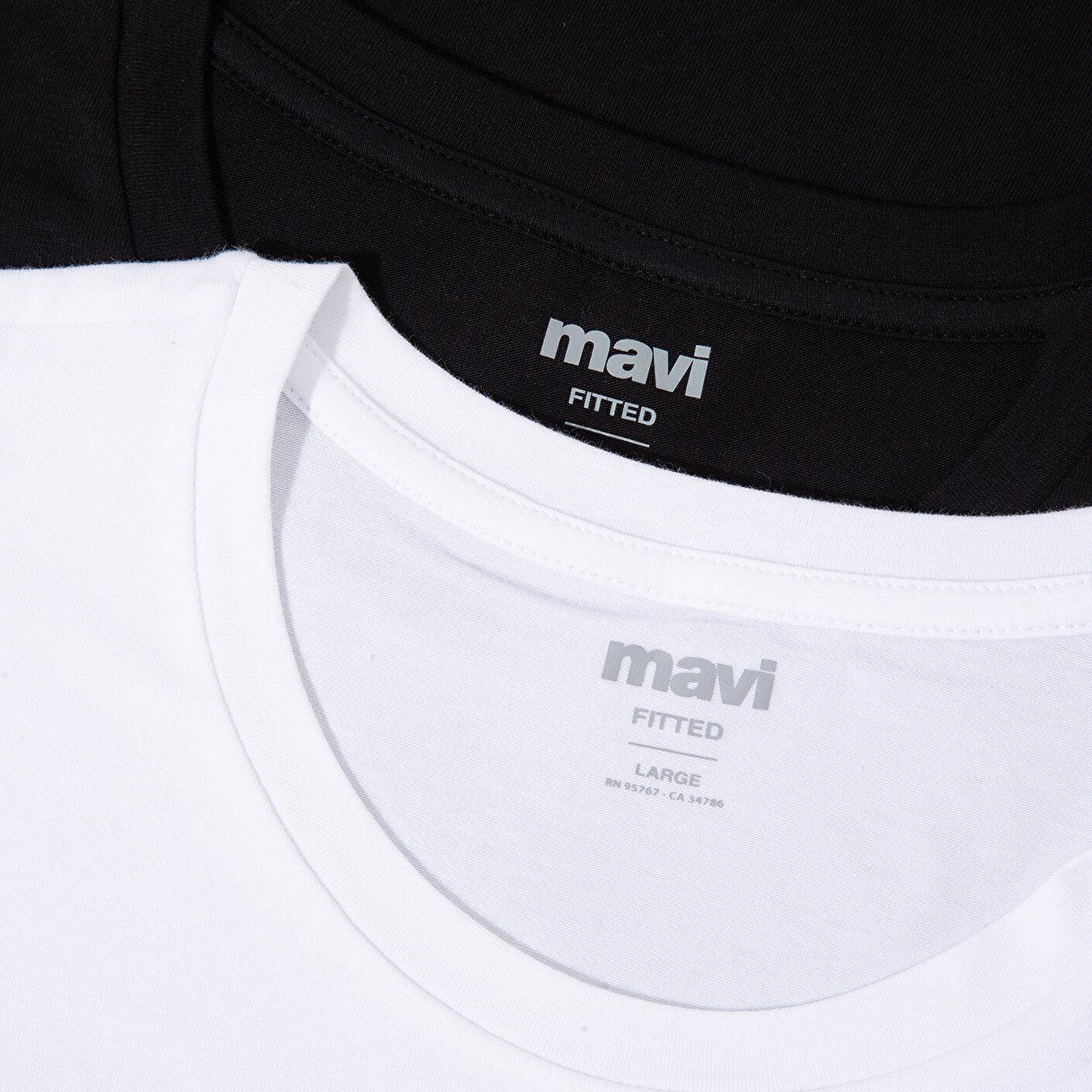 Mavi 2li Erkek Basic Tişört Fitted / Vücuda Oturan Kesim 0612314-620