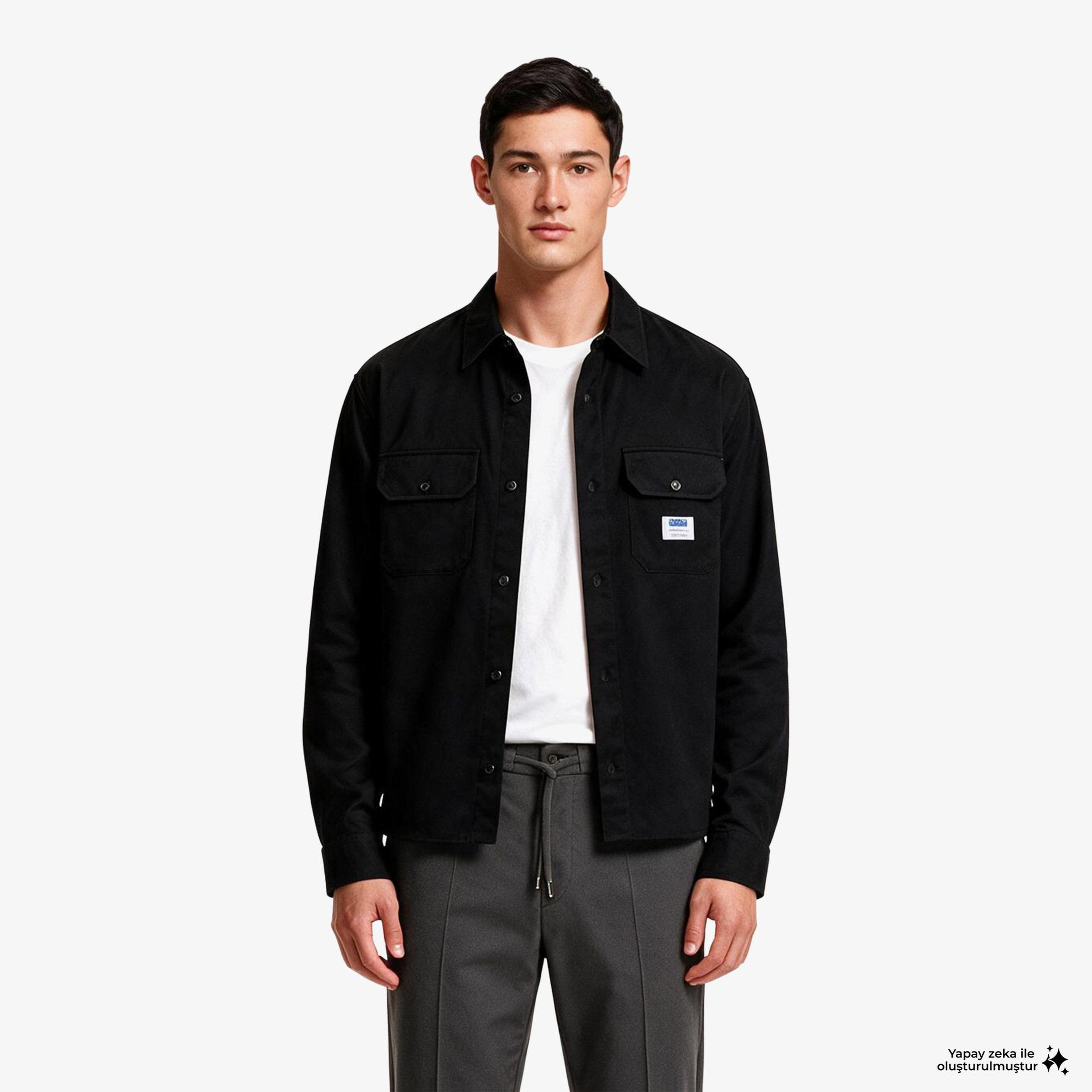 Hugo Boss Twill Ekynone Relaxed Fit Erkek Siyah Gömlek