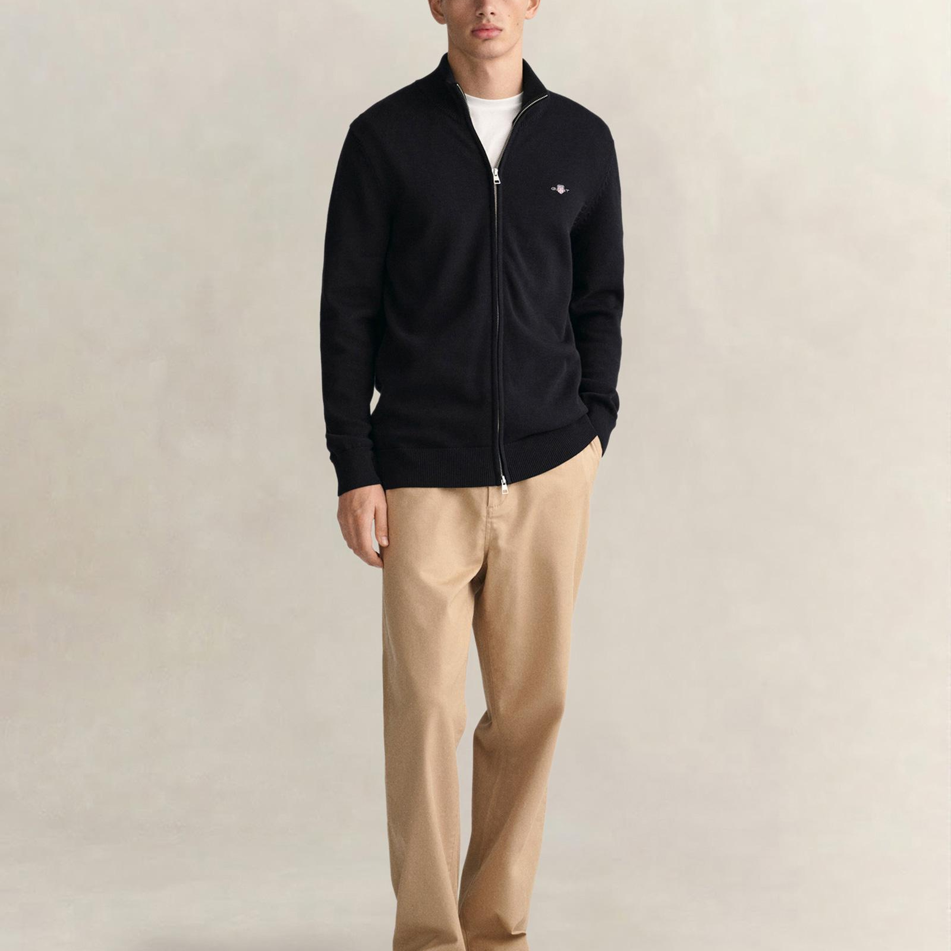 GANT Erkek Siyah Regular Fit Fermuarlı Hırka