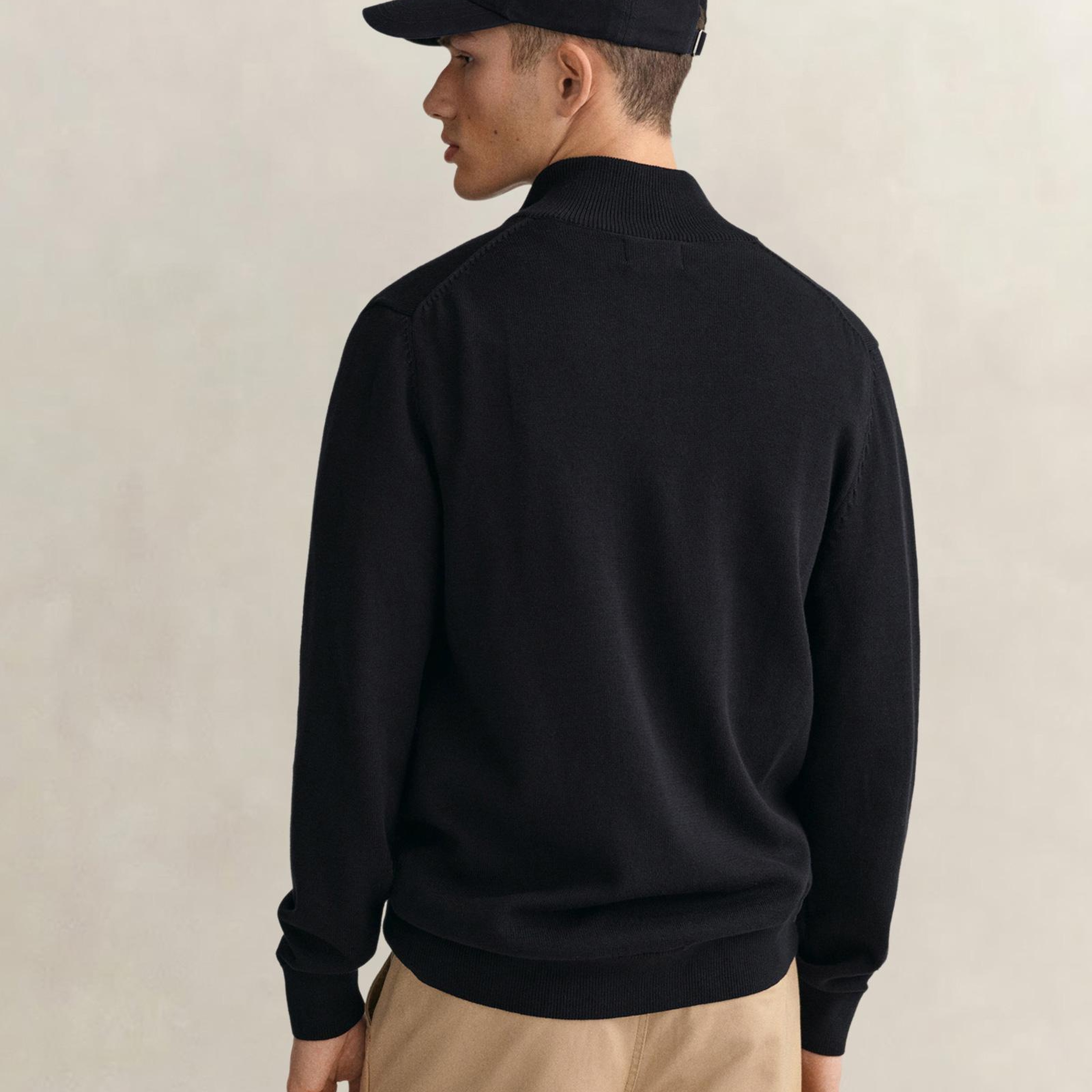 GANT Erkek Siyah Regular Fit Fermuarlı Hırka