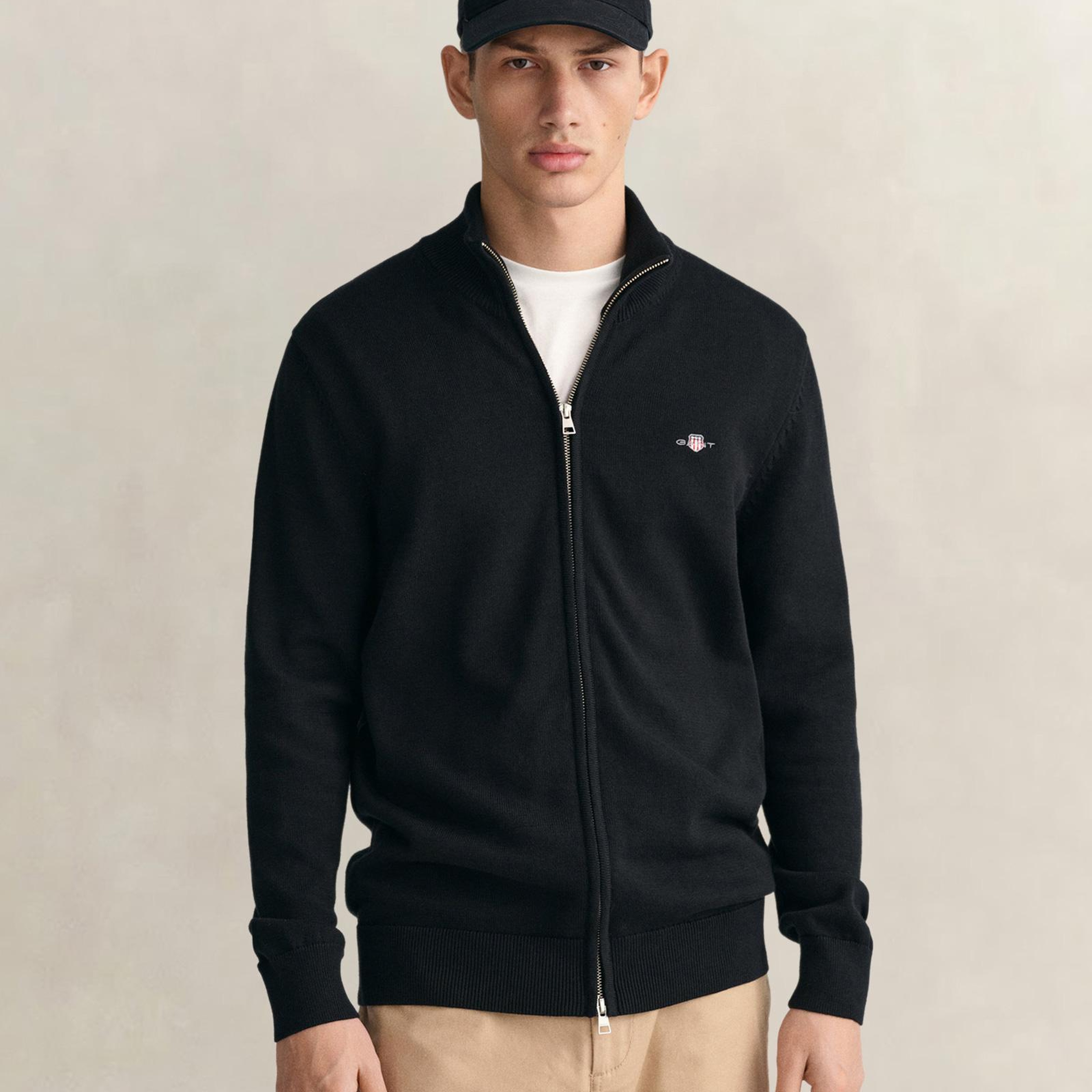 GANT Erkek Siyah Regular Fit Fermuarlı Hırka