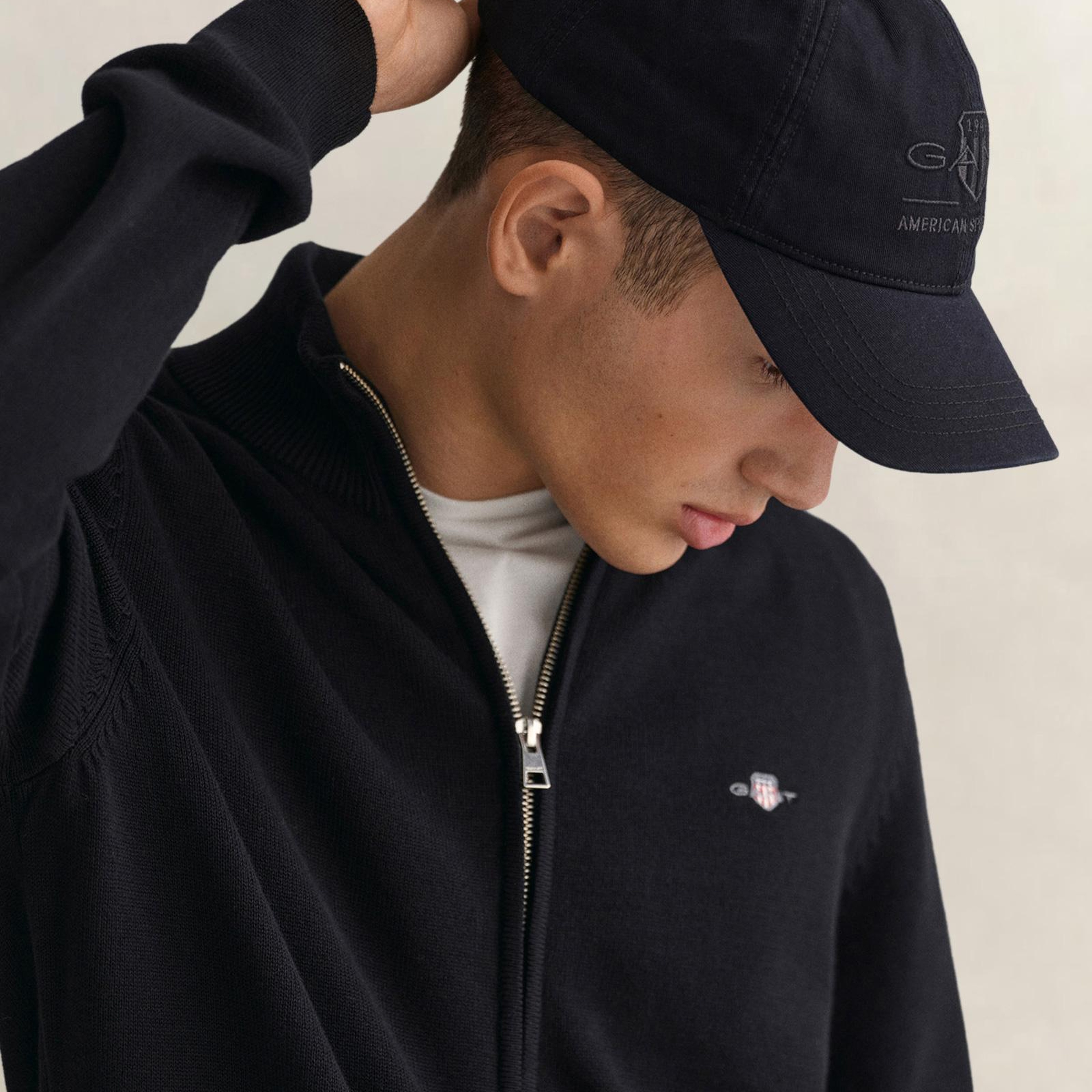GANT Erkek Siyah Regular Fit Fermuarlı Hırka