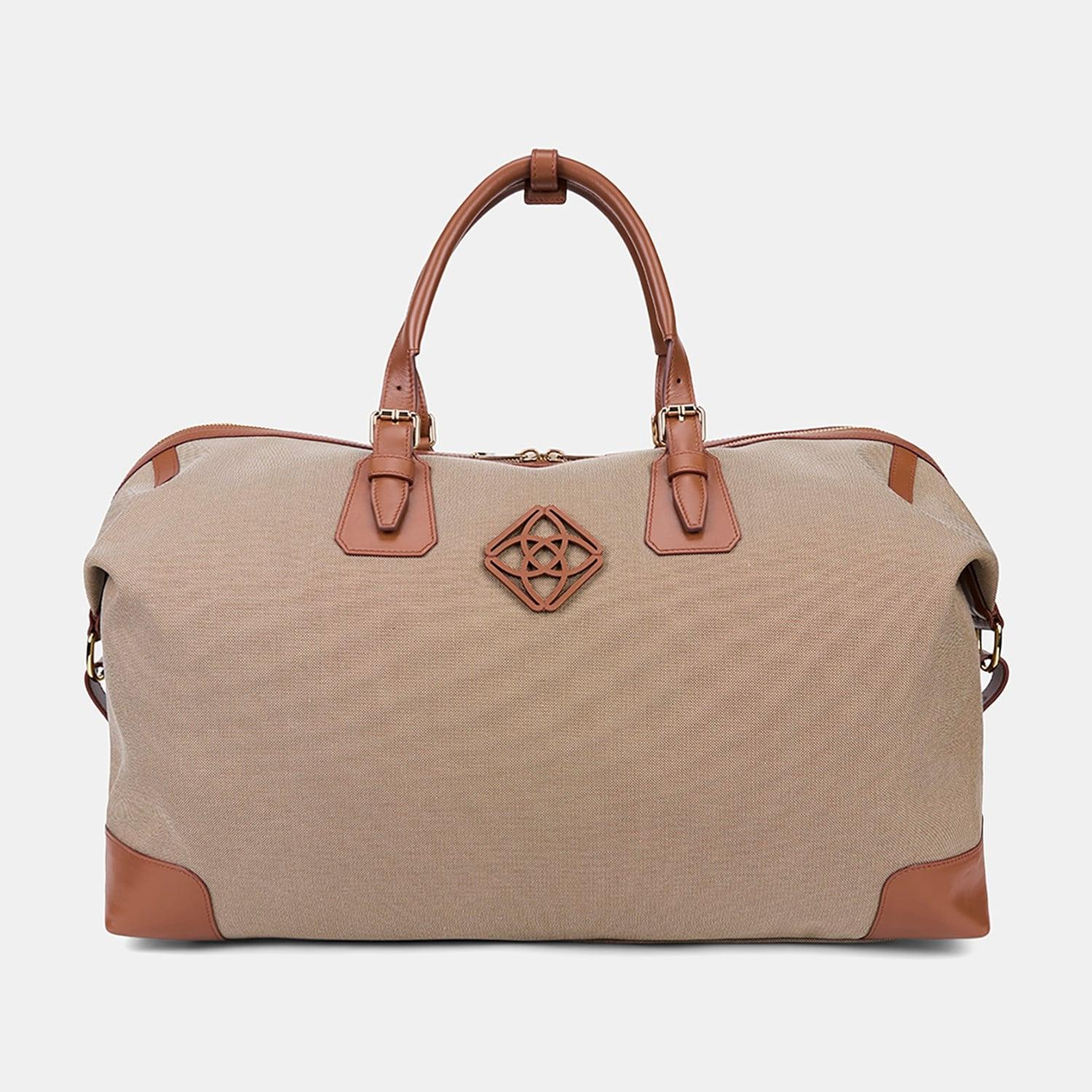 Bej Monogram Logolu Omuz Askılı Seyahat Çantası