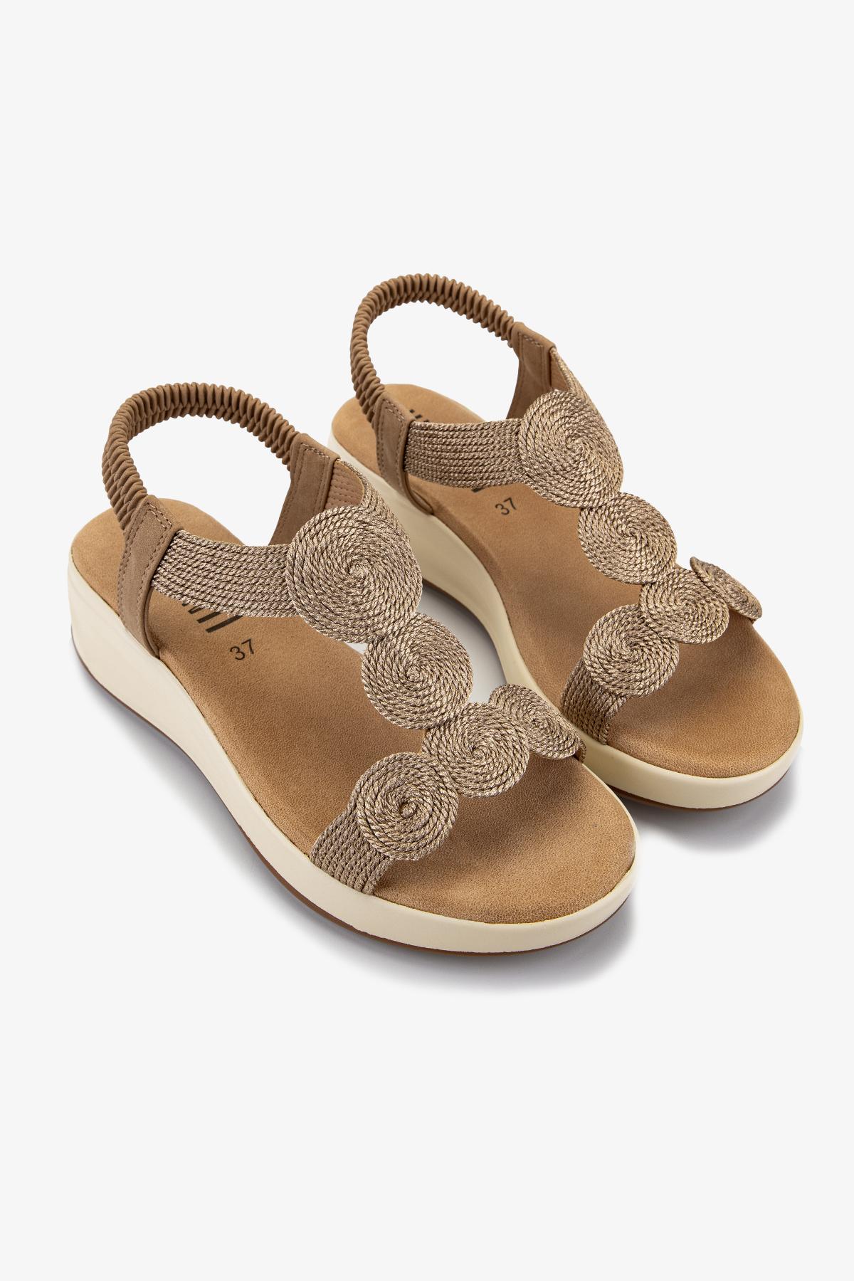 Valmenti Kadın Deri & Tekstil Rose Düz Sandalet