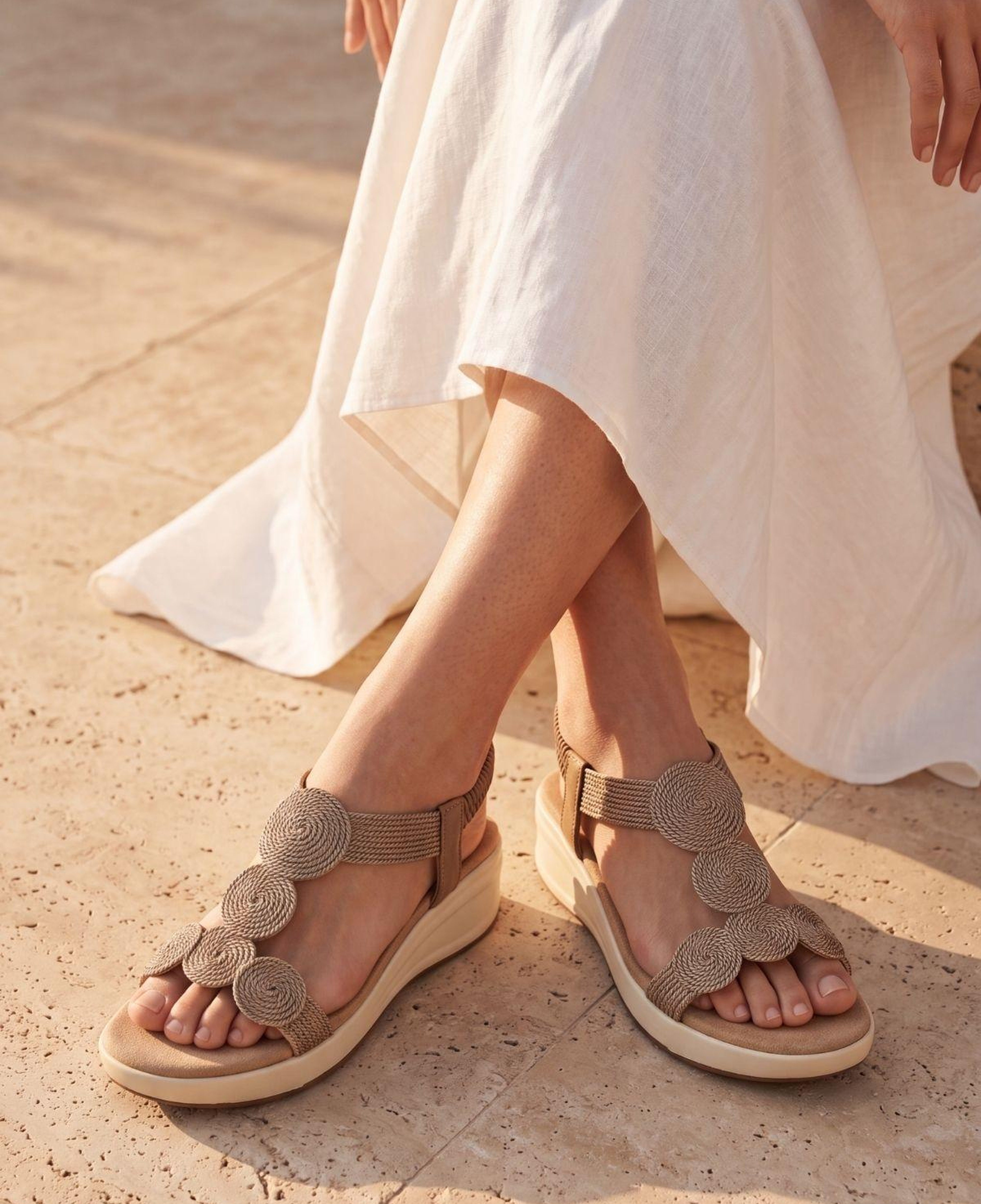 Valmenti Kadın Deri & Tekstil Rose Düz Sandalet