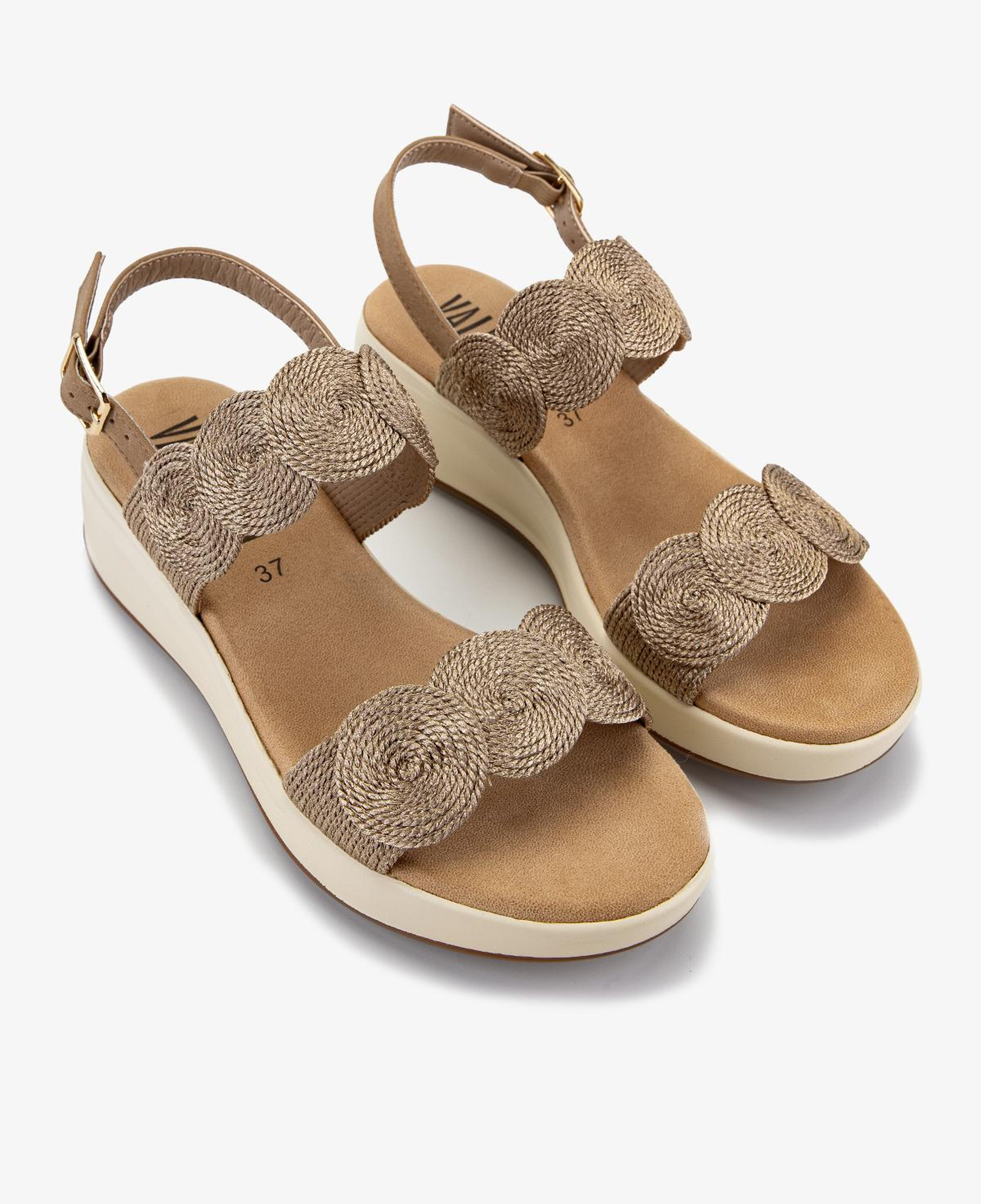 Valmenti Kadın Deri & Tekstil Camel Düz Sandalet