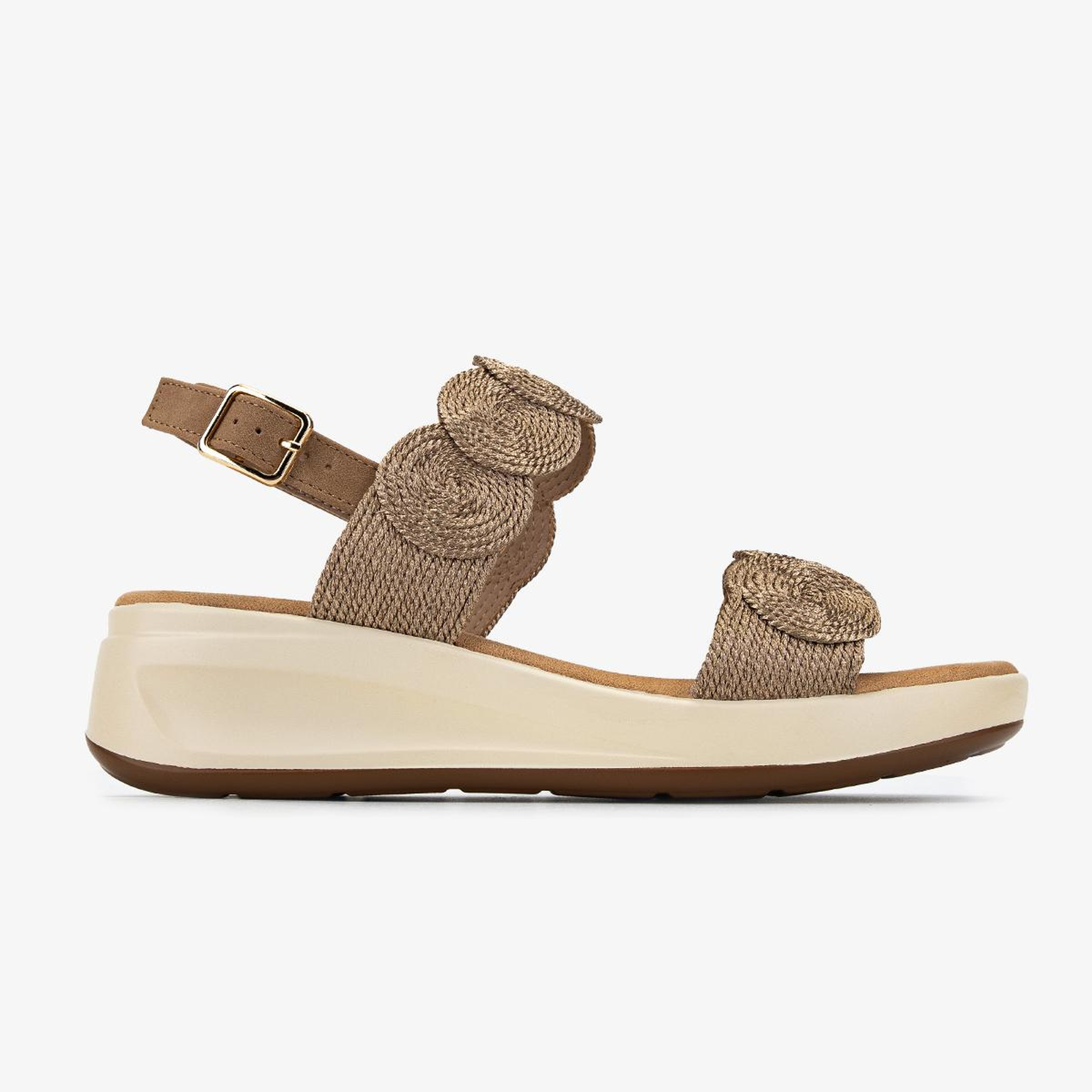 Valmenti Kadın Deri & Tekstil Camel Düz Sandalet