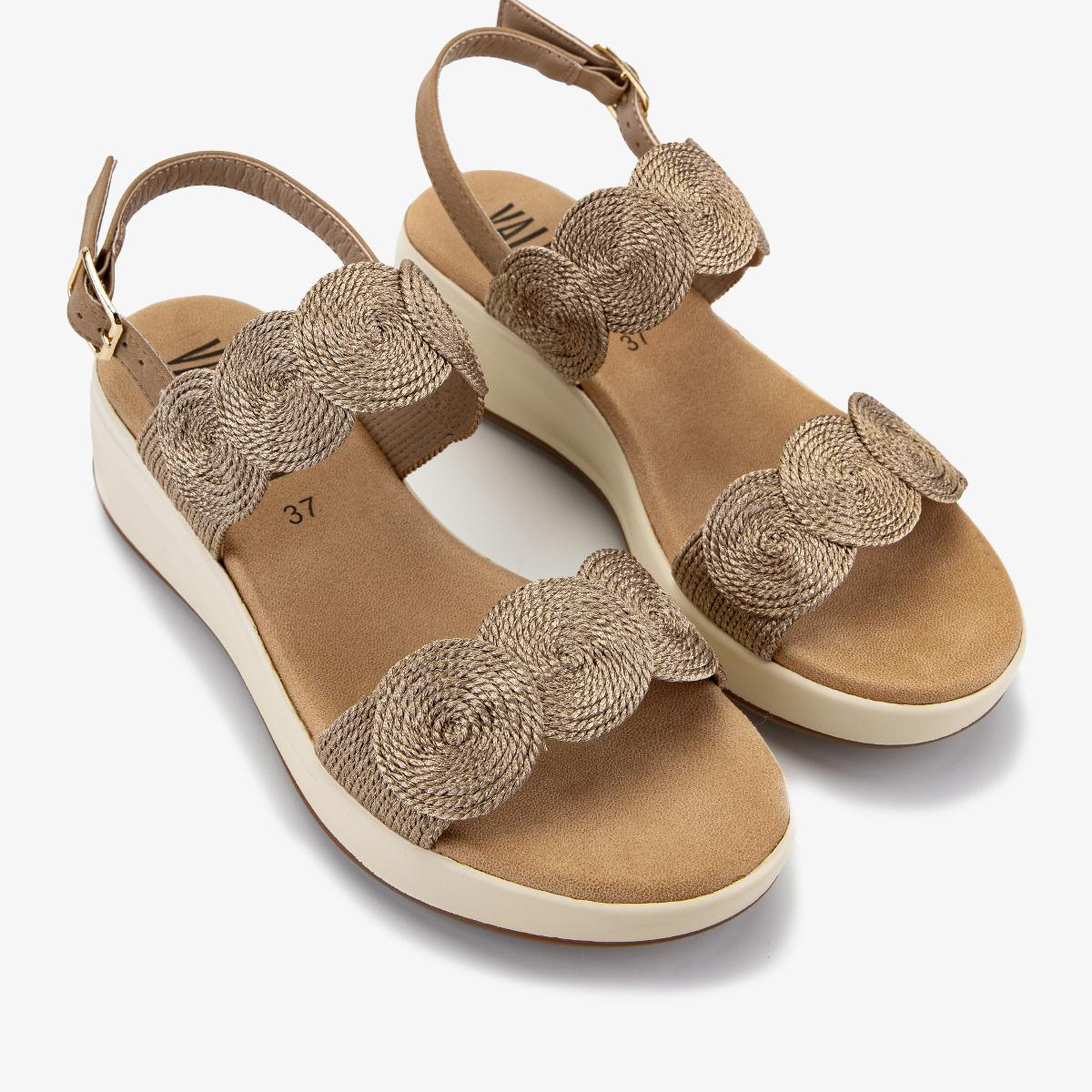 Valmenti Kadın Deri & Tekstil Camel Düz Sandalet