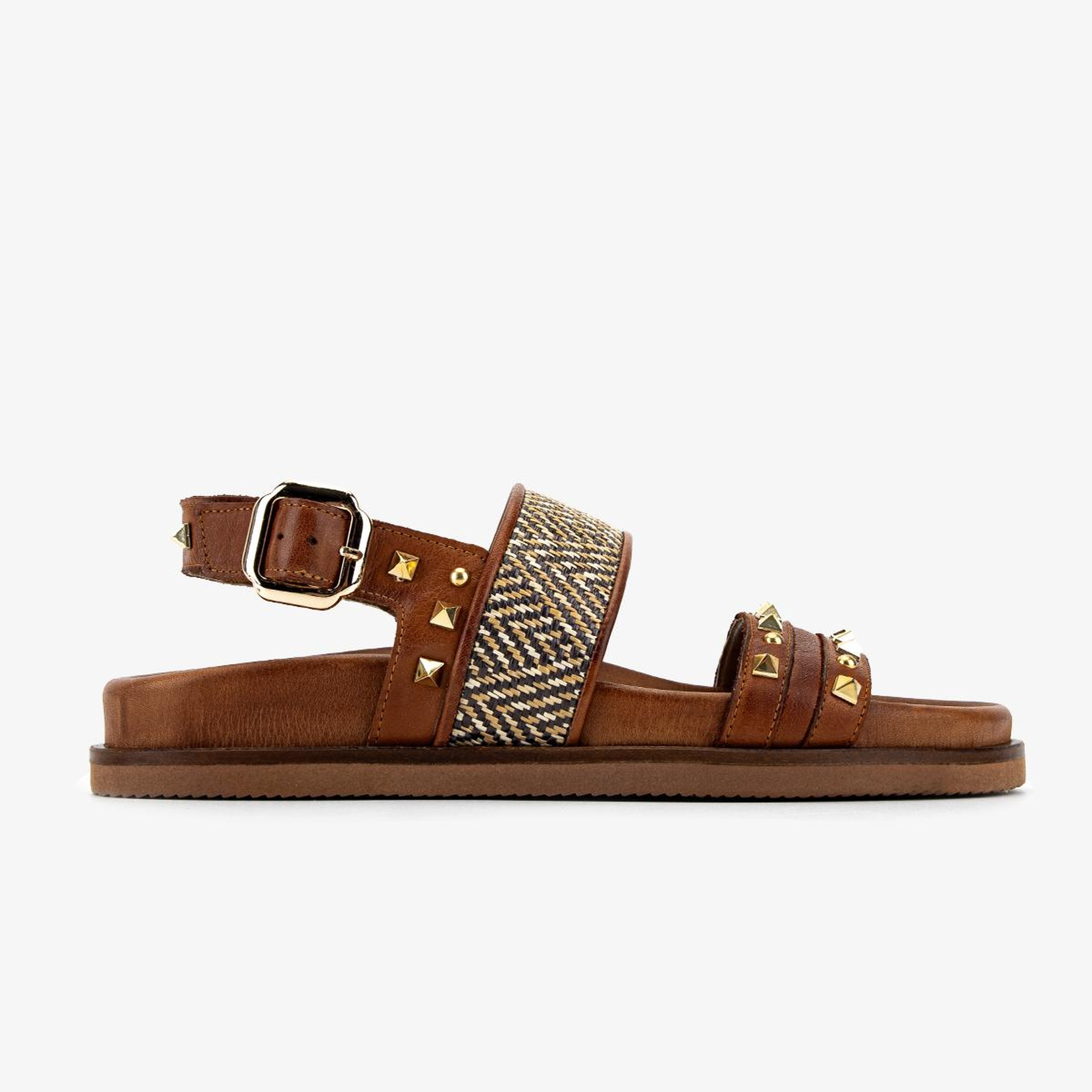 Valmenti Kadın Deri & Tekstil Taba Düz Sandalet