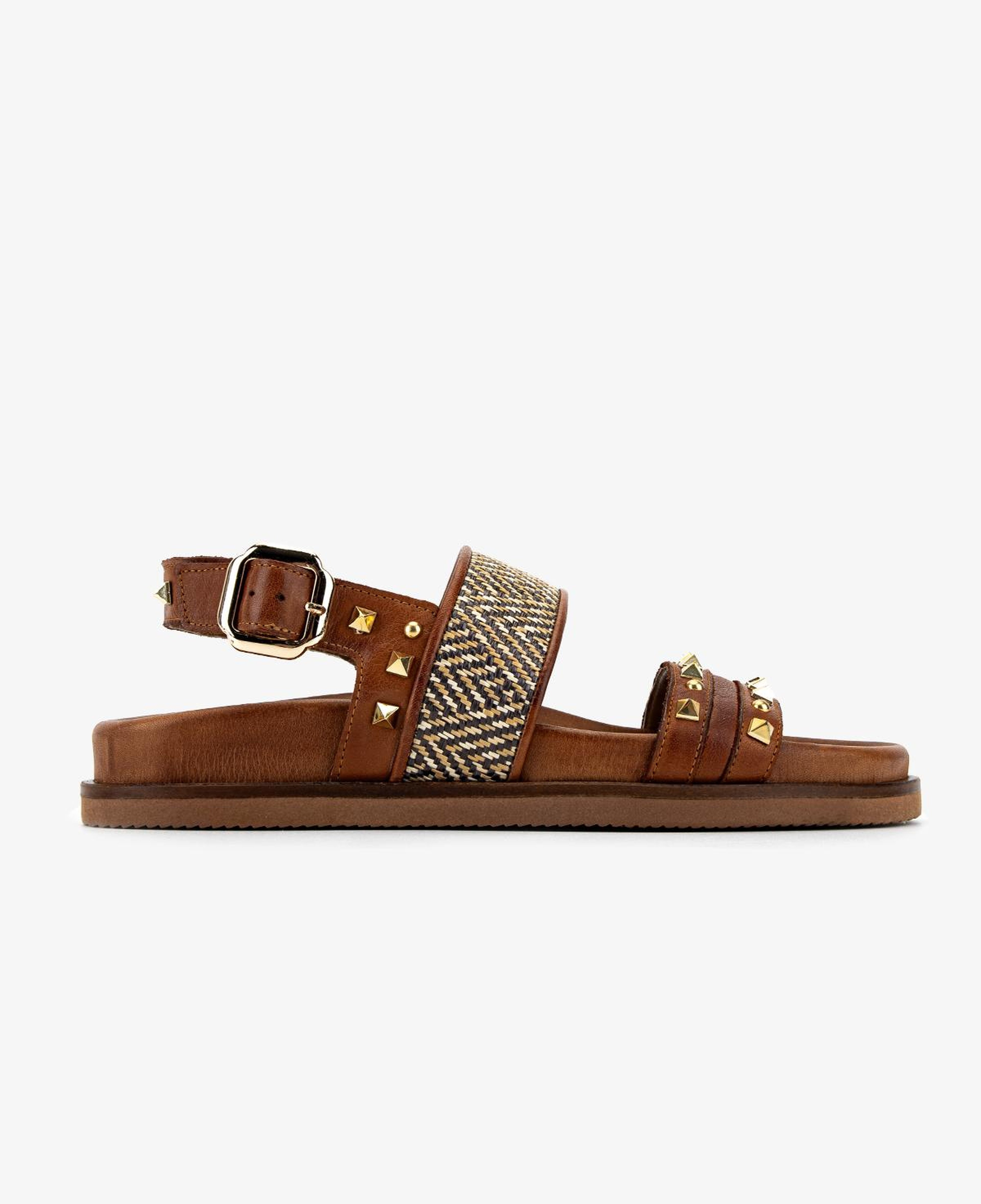 Valmenti Kadın Deri & Tekstil Taba Düz Sandalet