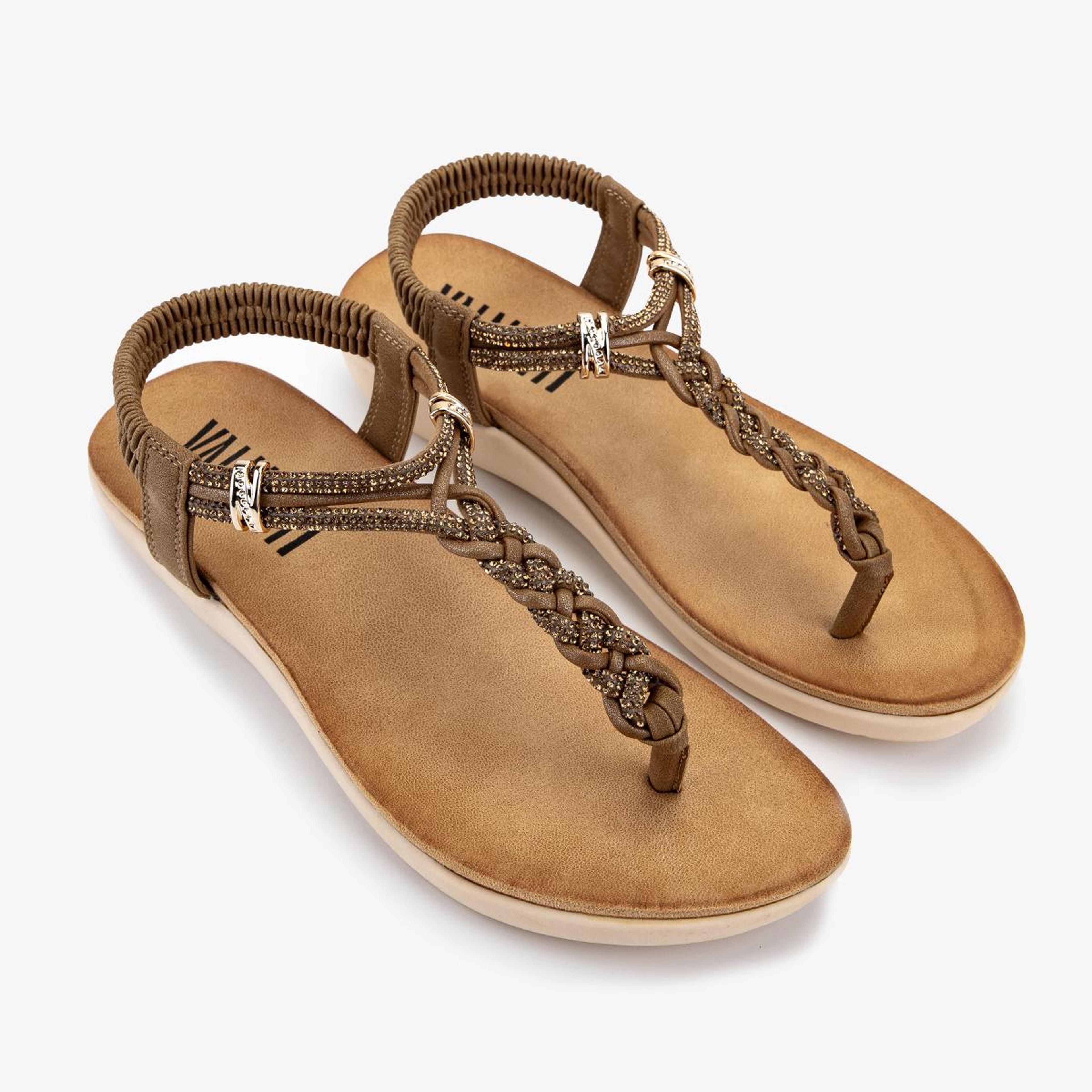Valmenti Kadın Hakiki Deri Camel Düz Sandalet