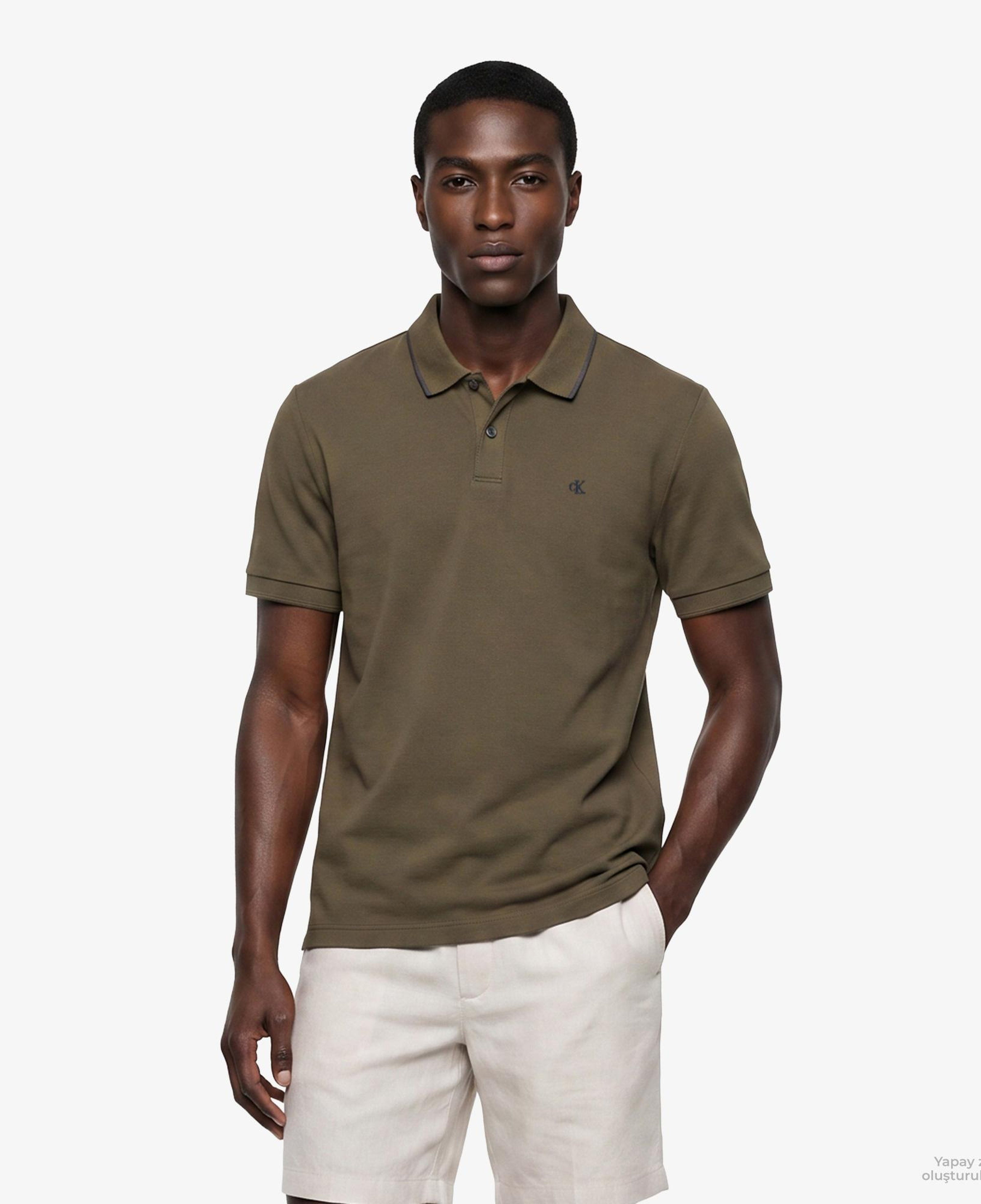 Calvin Klein Refined Pique Tipped Classic Erkek Sarı Polo